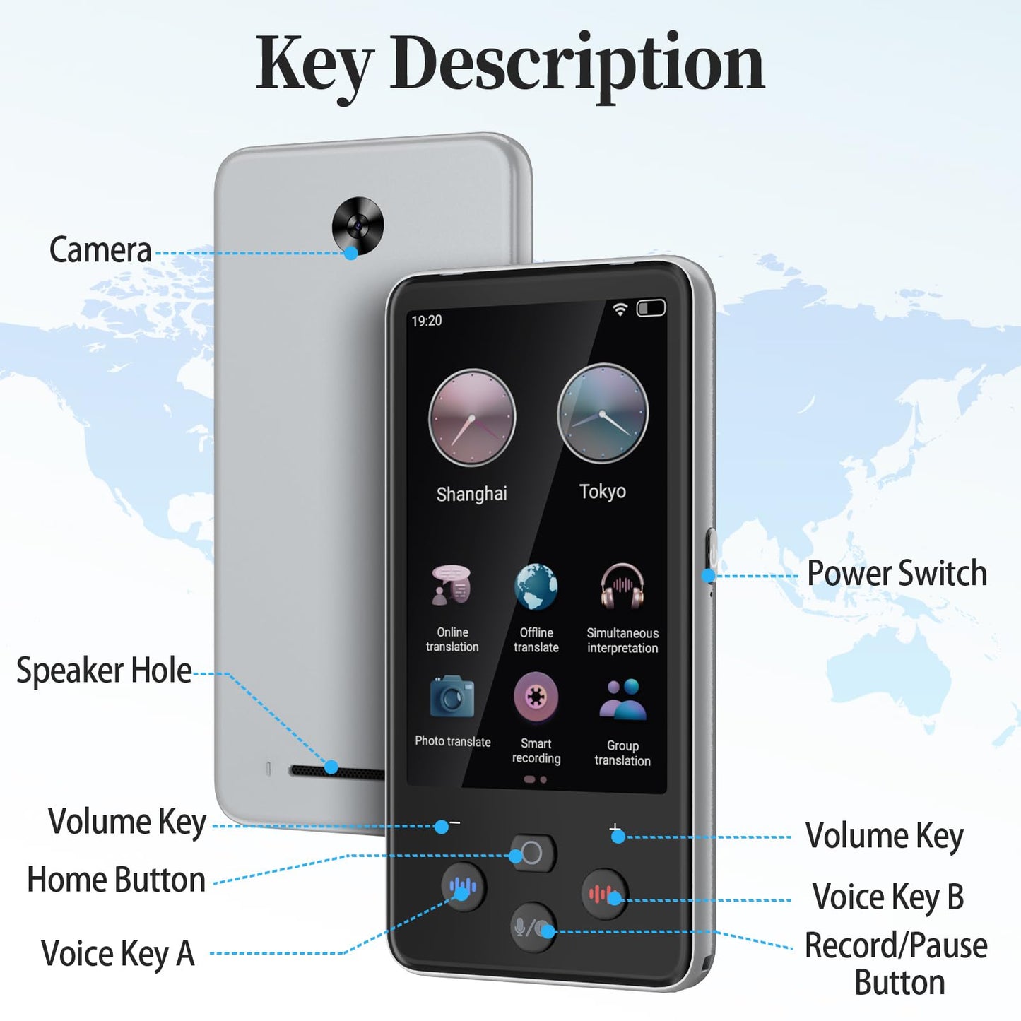 Language Translator Device, Real Time Voice Translation Device for 138 Languages, Traductor de Voz Instantaneo 2025, 3.97"Touchscreen Traductor de Idiomas, for Business Travel Learning Ingles Español