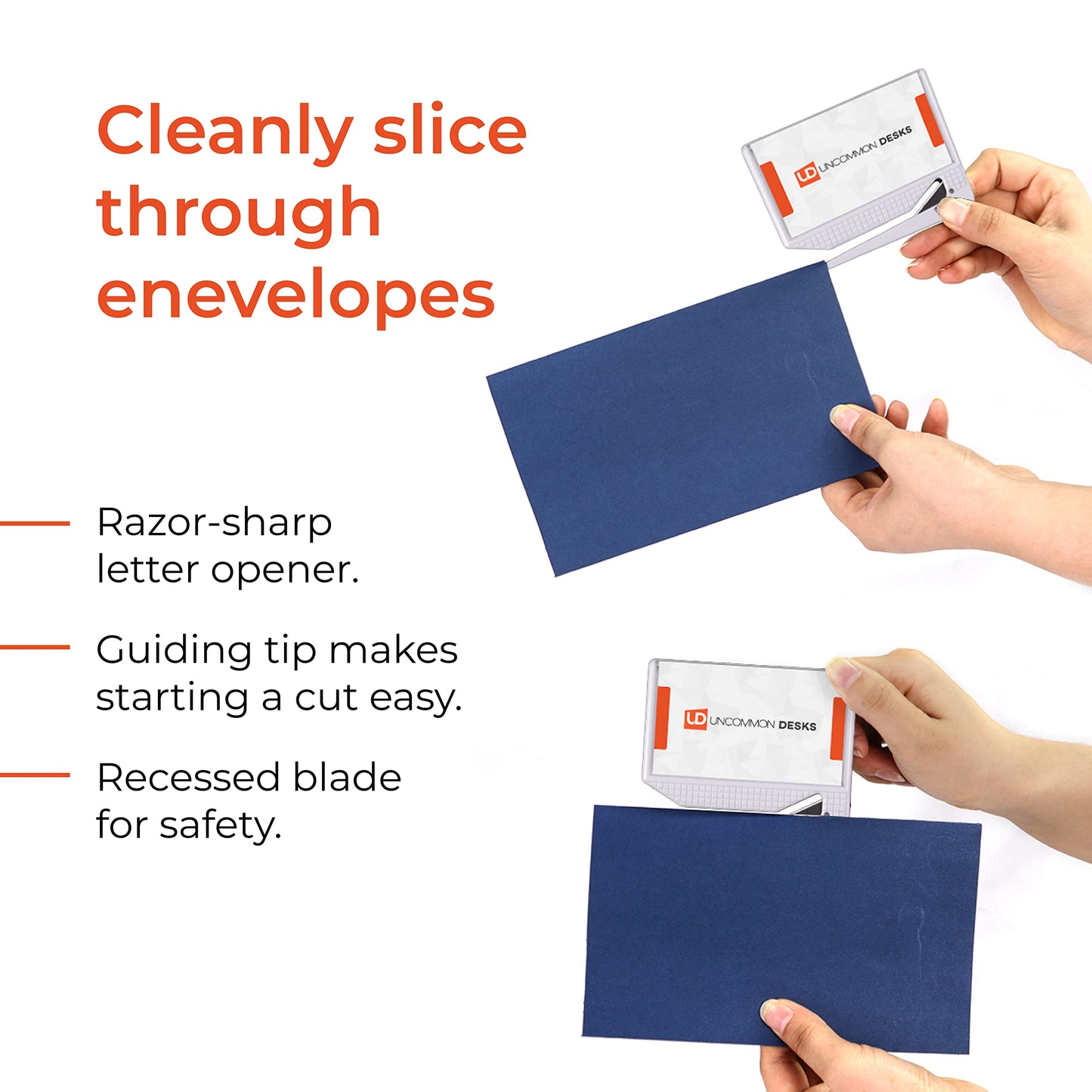 Uncommon Desks Business Card Letter Openers - (25 Pack) (White) Professional Letter Openers with Business Card Insert, Perfect Promotional Item for Business
