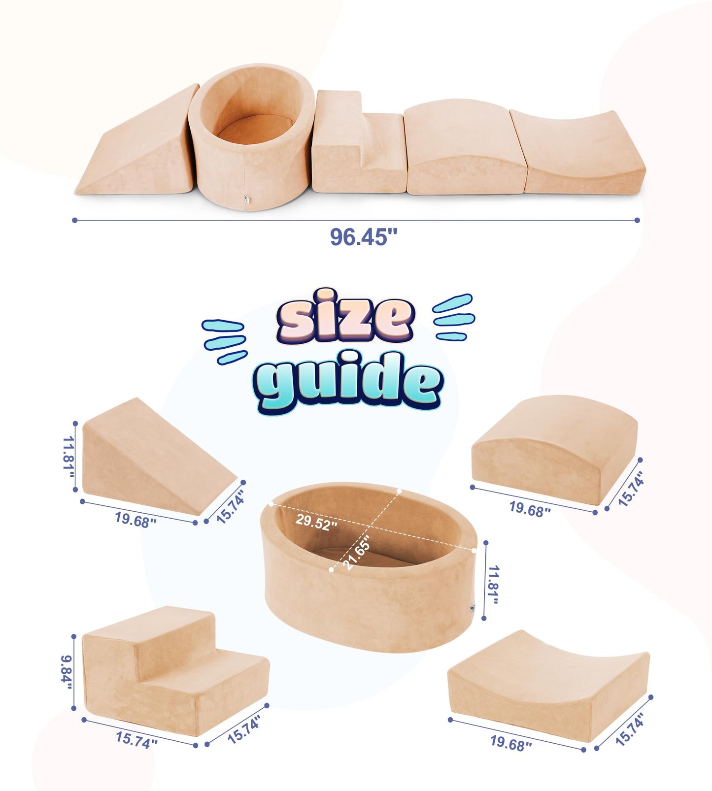 Elftopia Foam Climbing Blocks with Ball Pit Designed for Toddlers Aged 1-3 -Great for Indoor Crawling, Inside Foam Playground Set for Little Ones to Active Playing -(Balls NOT Included) Beige
