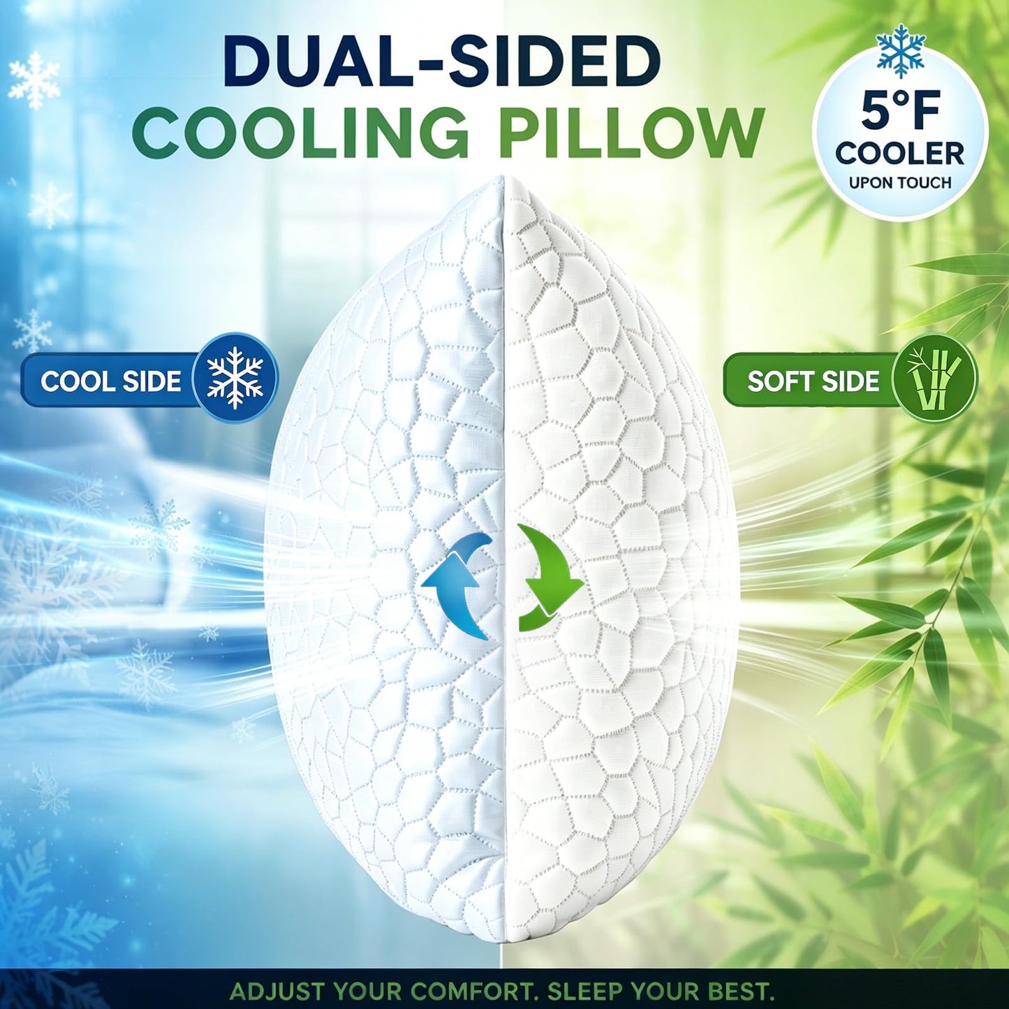 Side Sleeper Pillow for Adults, King Size Cooling Pillow for Neck and Shoulder Pain Relief, Adjustable Firm Soft Shredded Memory Foam Pillows for Side Back Stomach Sleepers, Bed Pillows for Sleeping