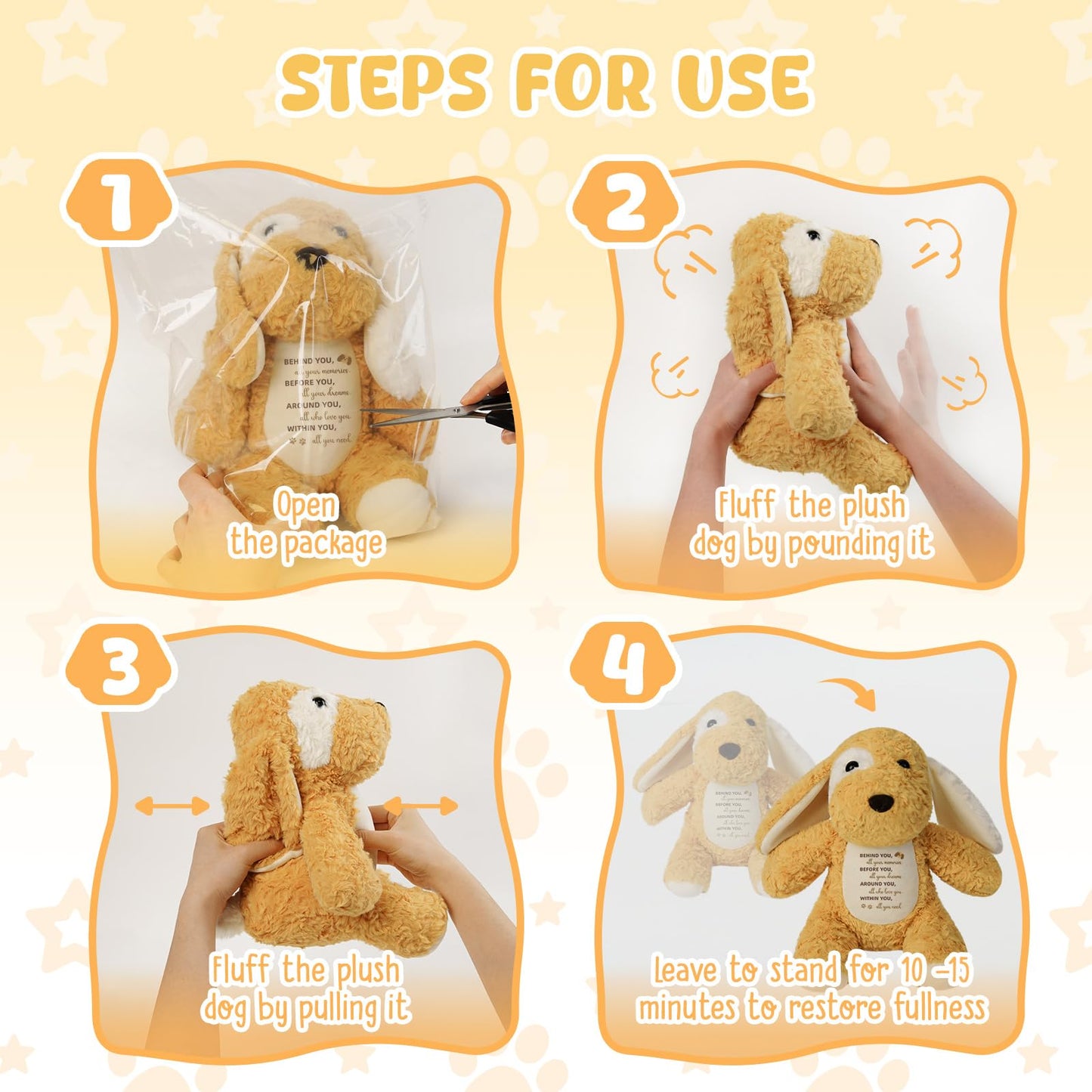 WoollyPearl Soft Puppy Dog Stuffed Animal with Positive Affirmation Message, Inspirational Farewell Graduation Birthday Gifts for Kids Daughter Son Friends, Thoughtful Leaving Goodbye Retirement Gift