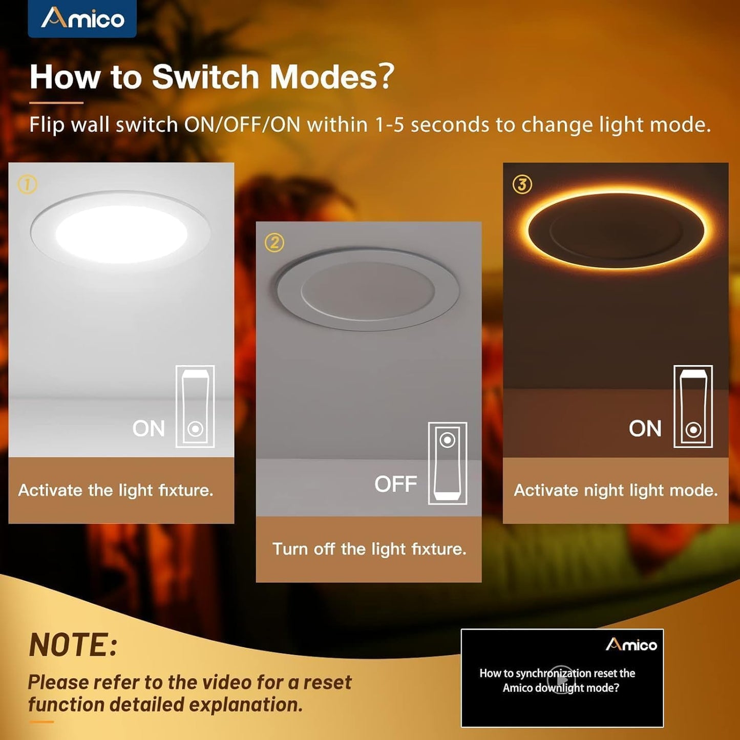Amico 6 Pack 4 Inch 5CCT LED Recessed Ceiling Light with Night Light, 2700K/3000K/3500K/4000K/5000K Selectable Ultra-Thin Recessed Lighting, 10W=90W, 700LM, Dimmable Canless Wafer Downlight - ETL&FCC