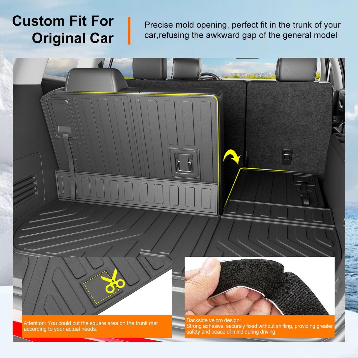 powoq Cargo Mat Compatible with 2009-2017 Chevy Traverse Trunk Mat 2008-2017 Buick Enclave Cargo Liner Trunk Liner Back Seat Protector Replacement for 2009-2017 Chevy Traverse Accessories