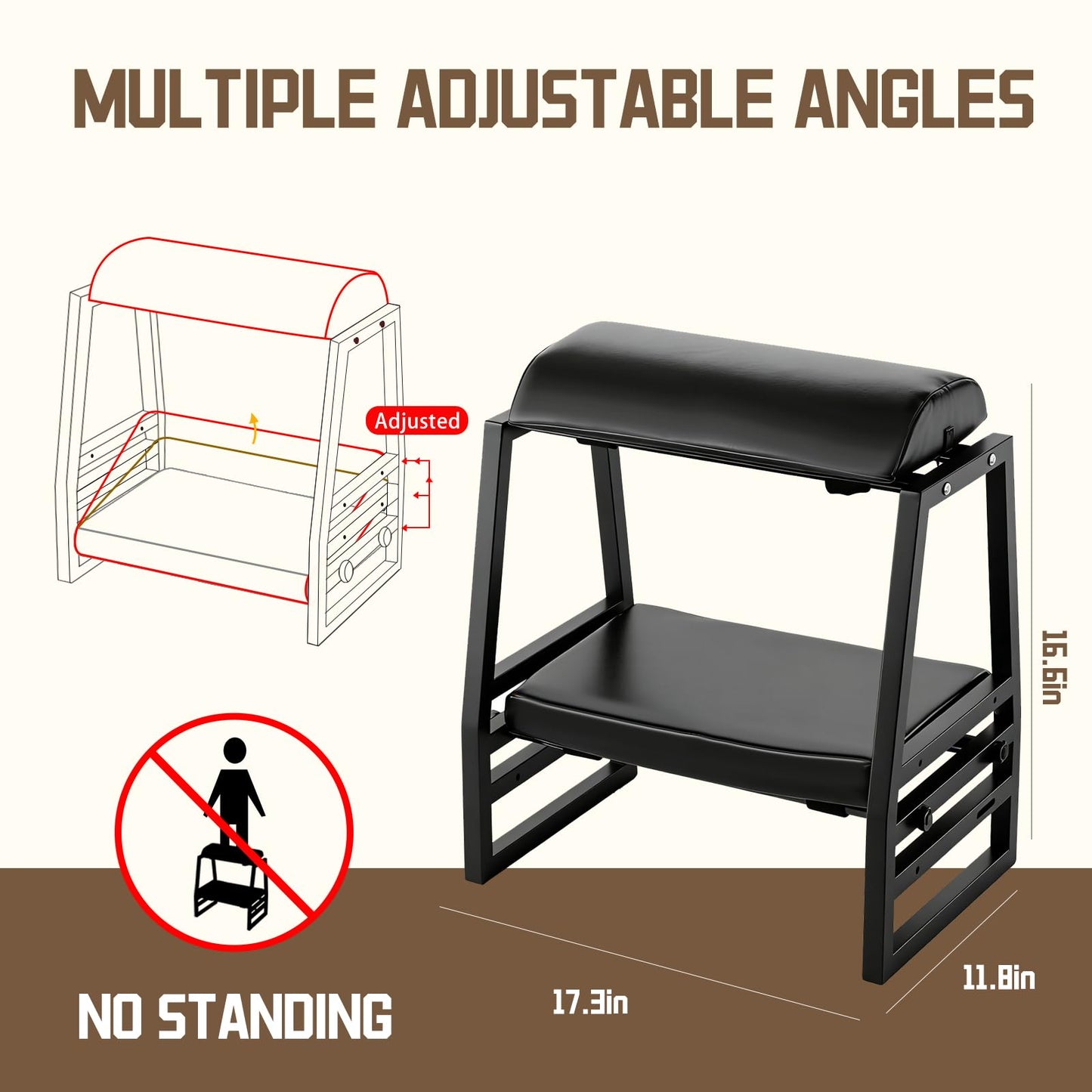 Arejonner Adjustable Double Step Footrest Under Desk,9-Angle Double Step Foot Stool for Office & Home, Ergonomic Foot Support with Non-Slip Pads - Black