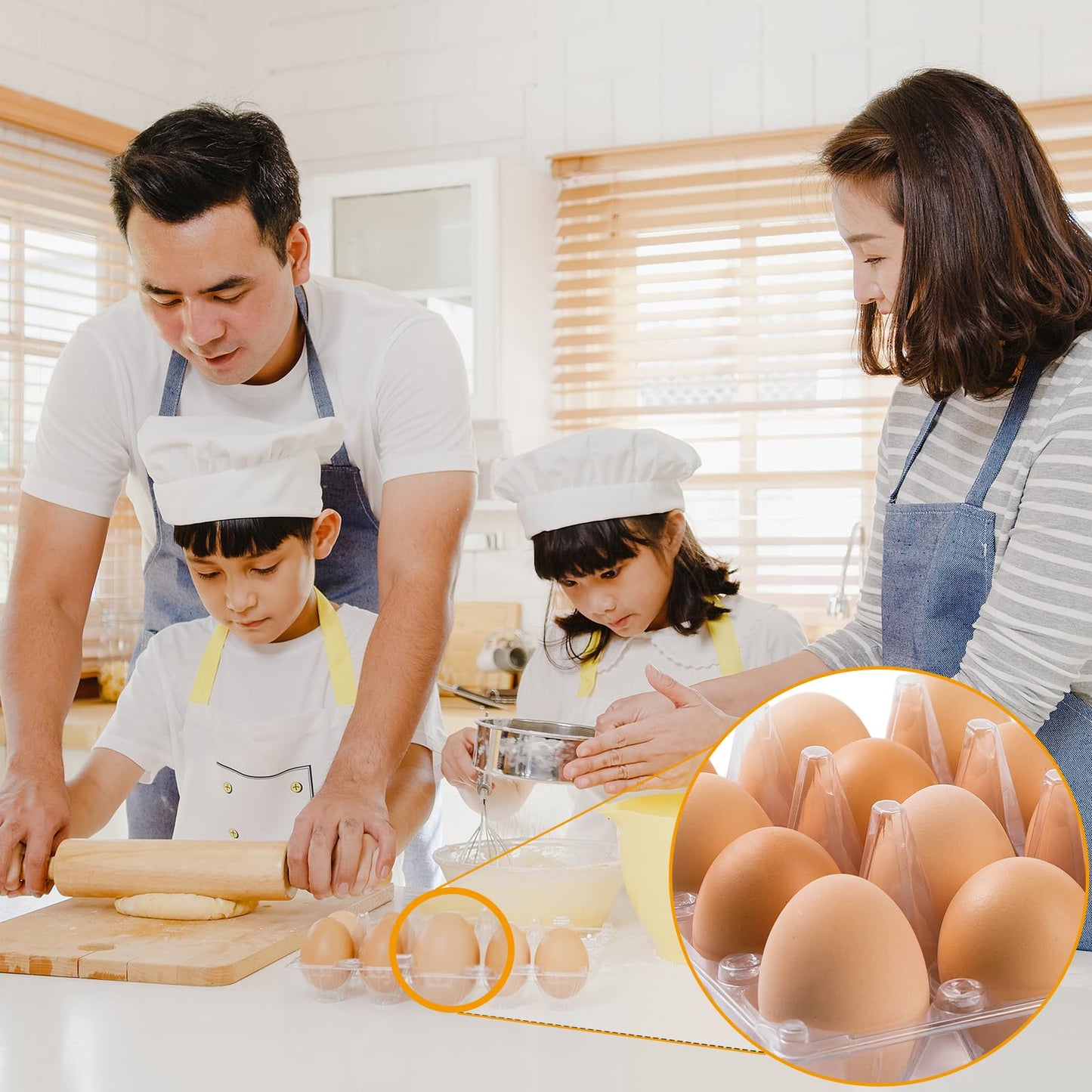 APOCHON 200PCS Clear Plastic Egg Cartons 6 Count,Half Dozen Egg Cartons Cheap Bulk for Chicken Eggs,Reusable Egg Holder for Family,Pasture,Farm Markets Display - Medium Egg Containers 2x3 Grids