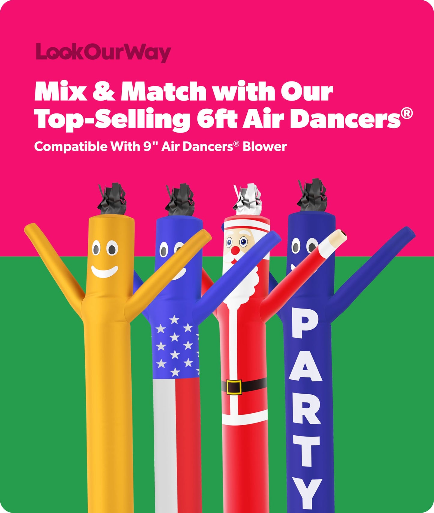 LookOurWay Air Dancers Wacky Waving Inflatable Tube Man Attachment - 6 Feet Tall Advertising Air Dancer Waving Man Inflatable Tube Guy - Blower Not Included - Cactus