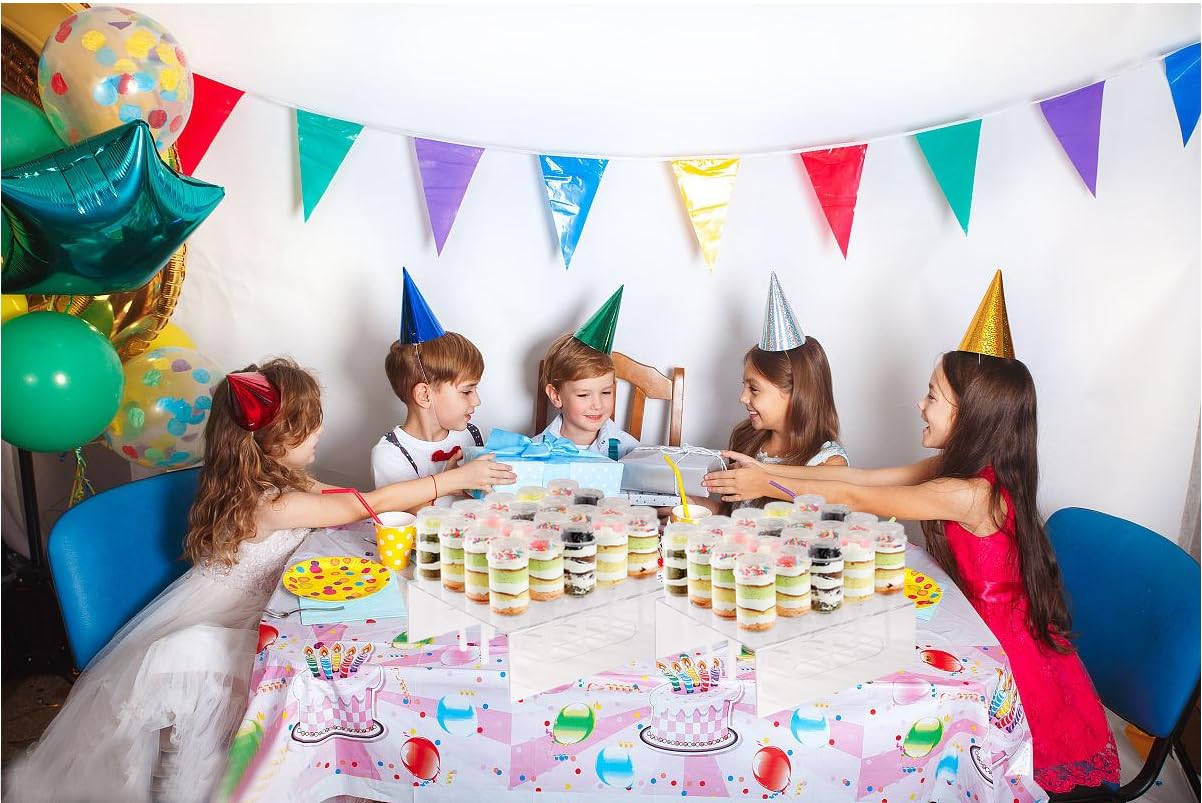 58 Pcs Push Cake Pop Containers Clear Plastic Acrylic Display Stand Set Includes 2 Pcs 20 Hole Cake Pop Holder and 56 Push Pop Containers Shooter Cups with Lids for Birthday Weddings