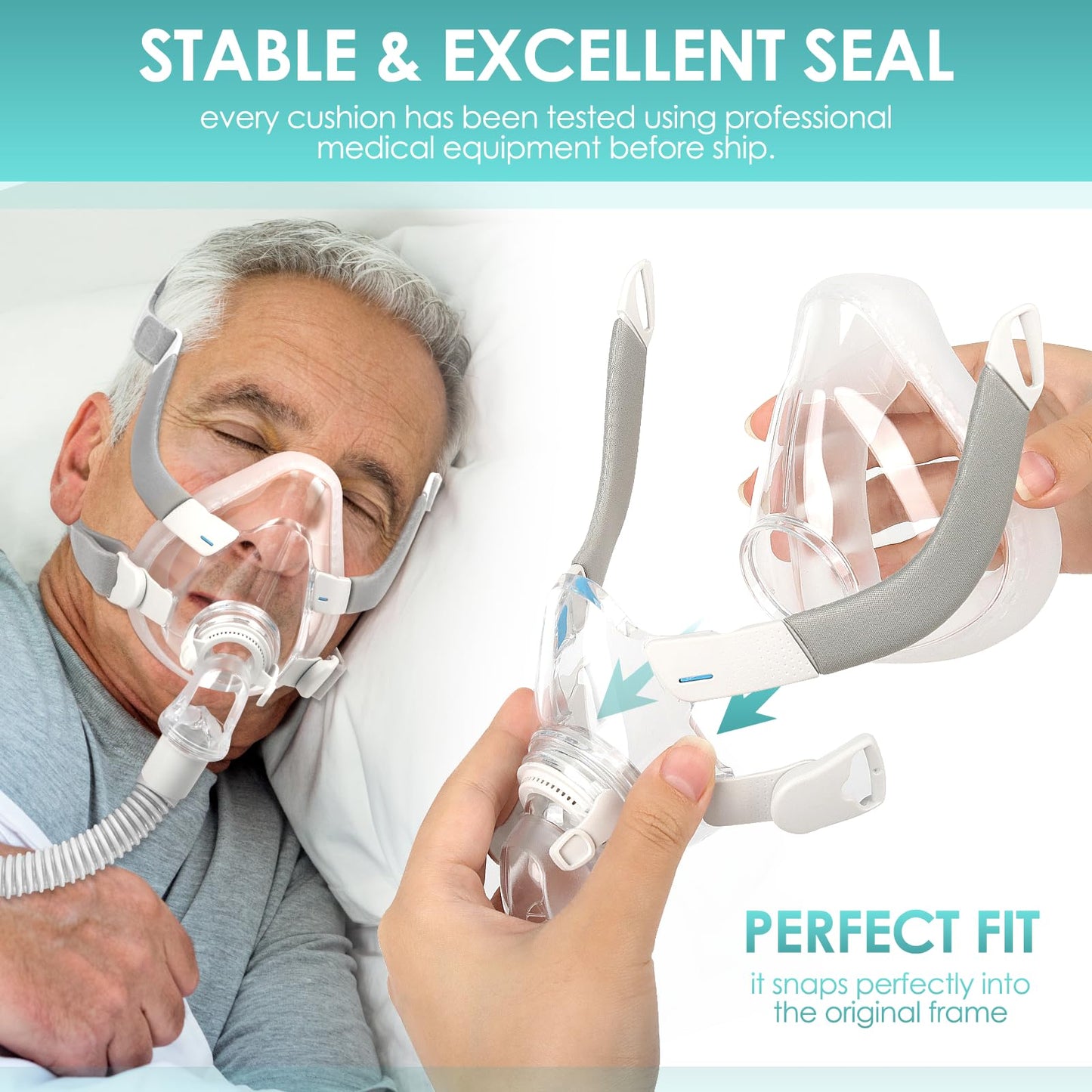 AirFit F20 Replacement Mask Set Large - Includes Mask Cushion, Headgear, Frame & Clips - F20 Full Face Masks Accessories Supplies(L)