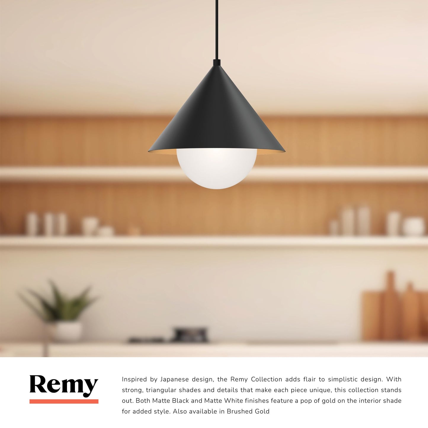 Alora Mood PD485214MBOP Remy Pendant, Matte Black/Opal Glass