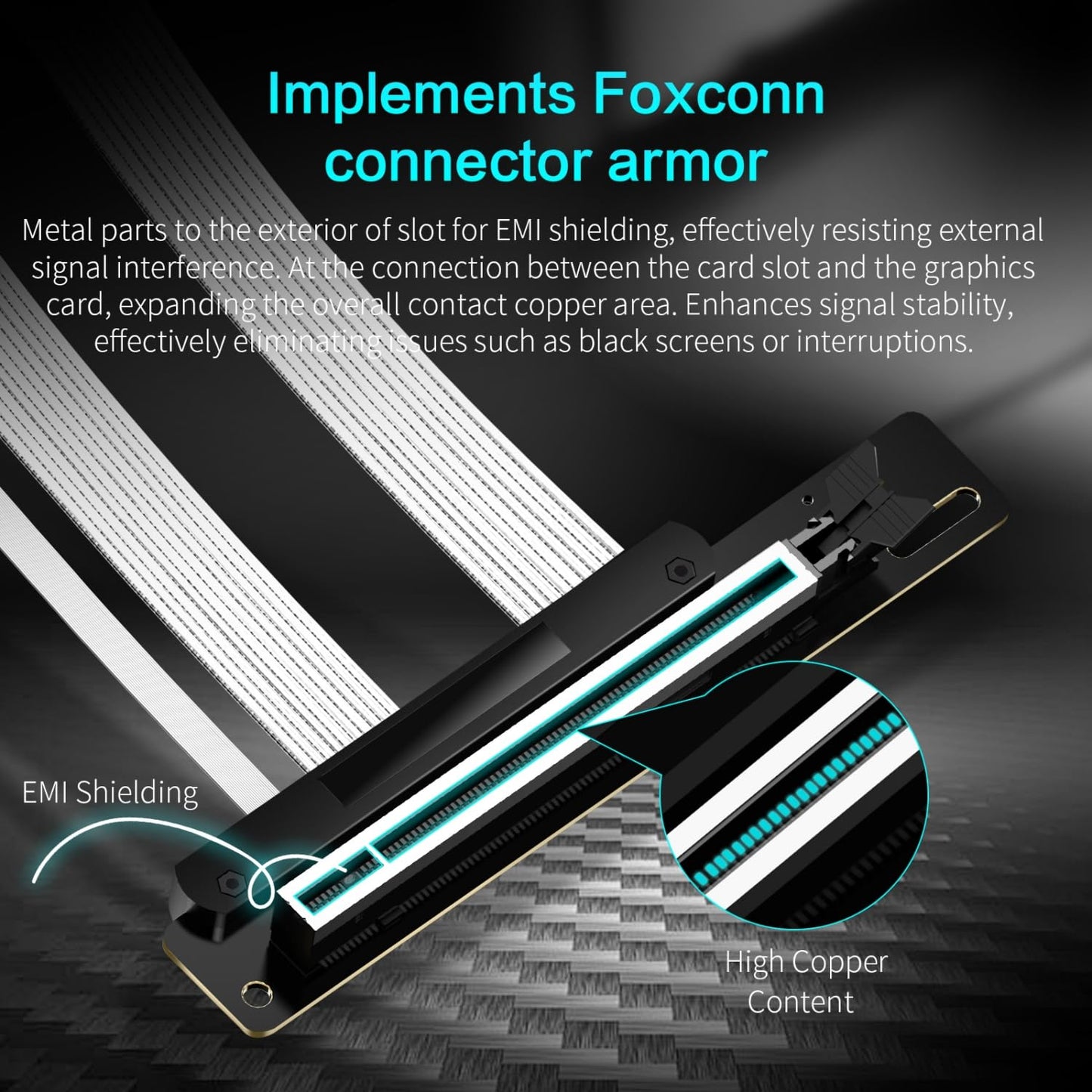 PCIe 5.0 Riser Cable 200mm - 32GT/s x16 GPU Extension Compatible with RTX 4090/5090, RX 7900XTX, WRX80/90E - Backwards Compatible with PCIe 4.0/3.0 - 29AWG Wires, Foxconn Armor, 6-Layer Black PCB