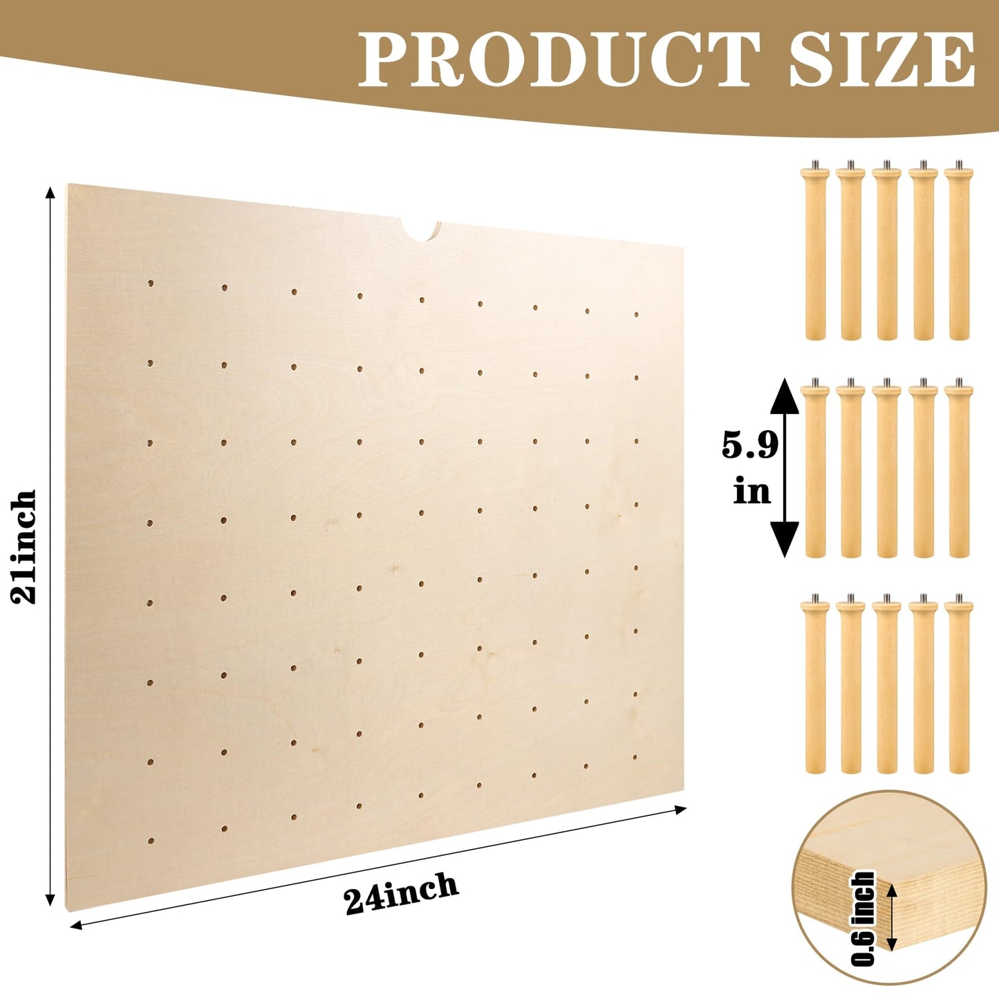 Mezurun Pegboard Drawer Organizer(24×21in) Peg Board for Drawers,Peg Board Drawer Organizer Kitchen Pegboard Divider Adjustable Trimmable,15PCS Wood Wooden Peg