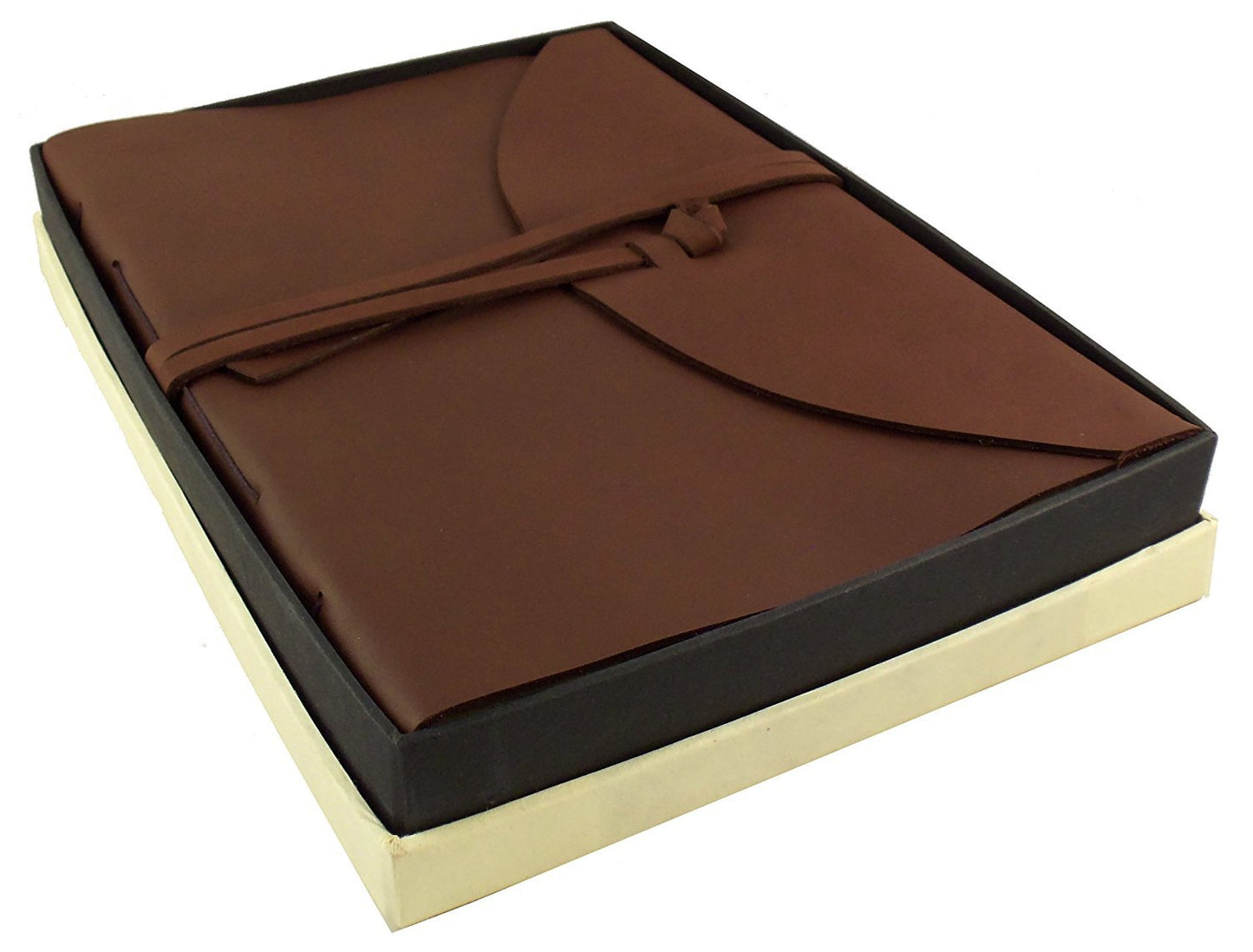 Large Genuine Leather Legacy Journal/Sketchbook with Gift Box - 380 Pages - 9" x 12" - Rich Dark Brown