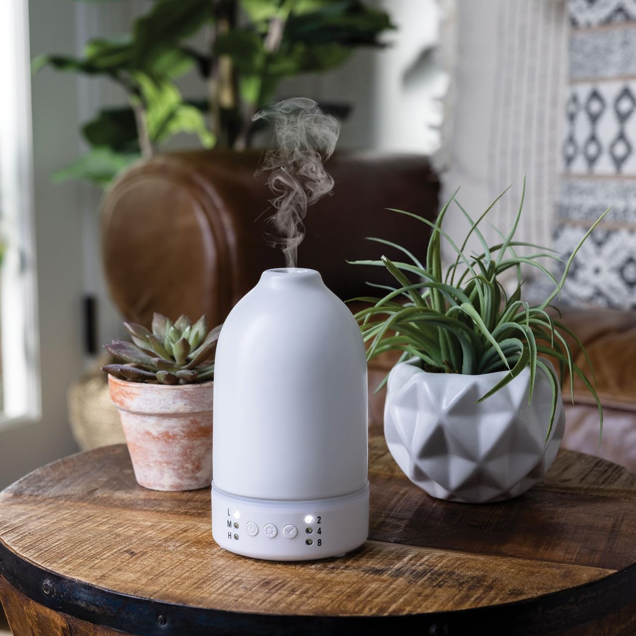 Airome Nebulizer Essential Oil Diffuser|Waterless and No Heat Aromatherapy Diffuser, White LED Light, Intermittent & Continual Mist, Timer and Auto Shut-Off, Snow
