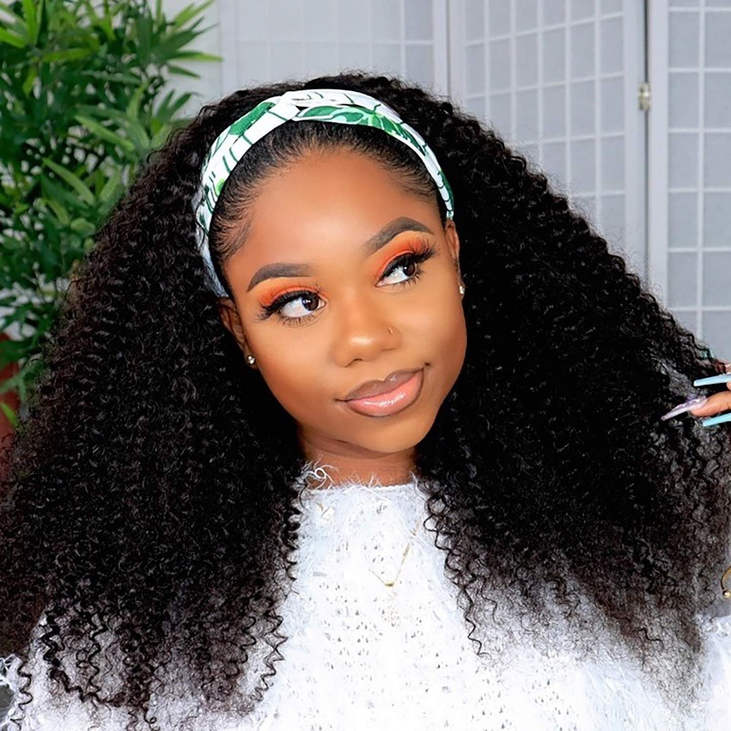Smoothair Headband Wig Human Hair Kinky Curly Headband Wigs for Black Women Human Hair Wigs Glueless 20 Inch None Lace Front Wigs 150% Density (No Mixed)