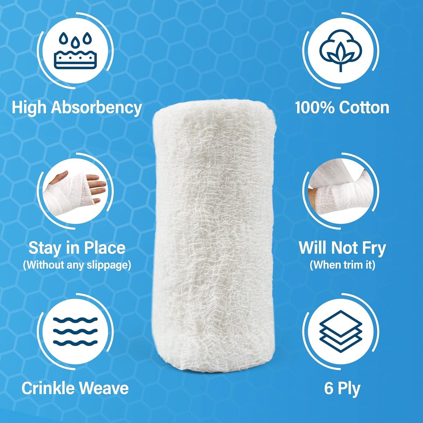 Cotton Gauze Roll-kerlix Gauze Bandage Rolls -24 Rolls -STERILE - 4 Inches X 12 feet -Extra Absorbency -6 ply - Latex Free -Each roll Individual Wrapped-Hospital Grade Quality