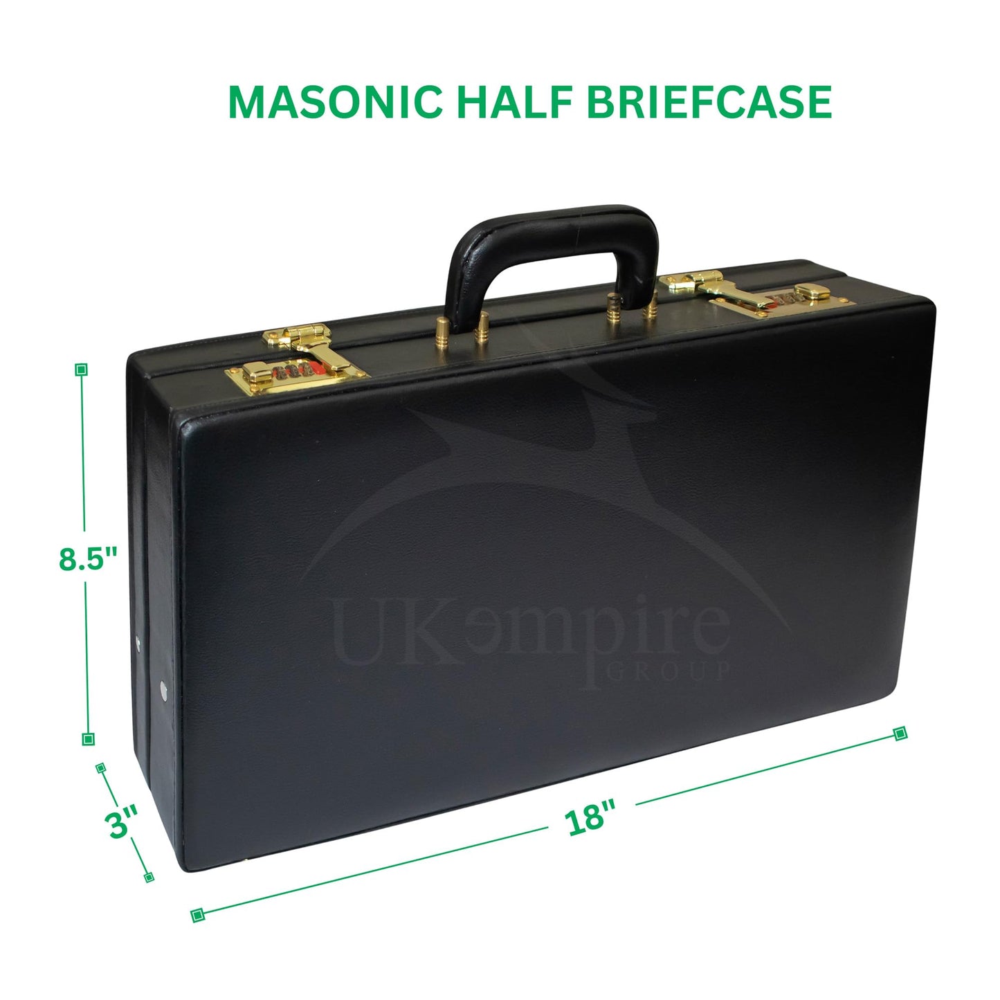 Premium Masonic Regalia Half Apron Hard Case Briefcase, Black Leather – Freemason Bags & Cases (Imitation Leather)