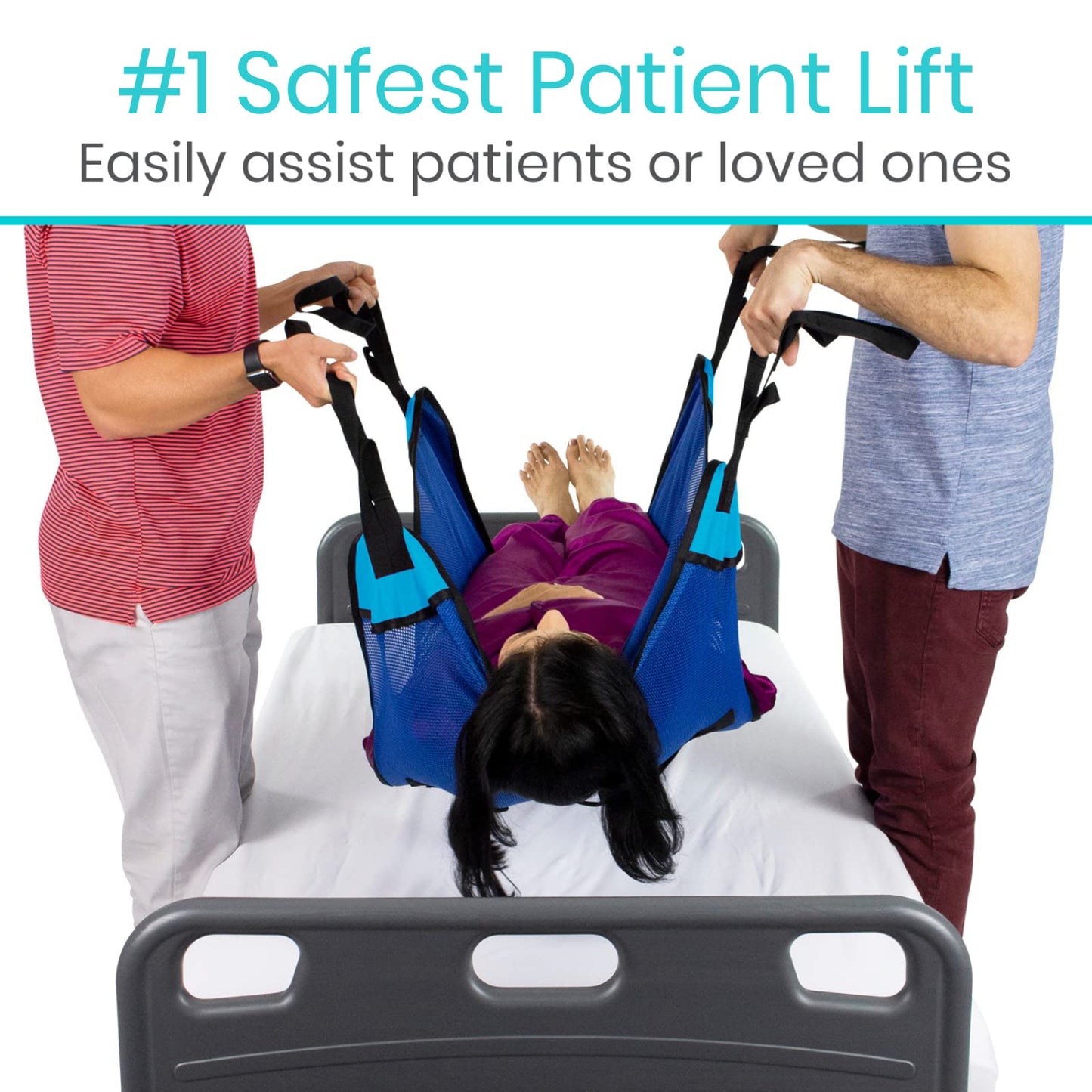Vive Patient Lift Sling - Full Body Mesh Sling for Showering & Home Use - Transfer Sling for Elderly & Disabled - Patient Transfer Blanket & Lift Pad Assist Device for Bed Positioning & Lifting
