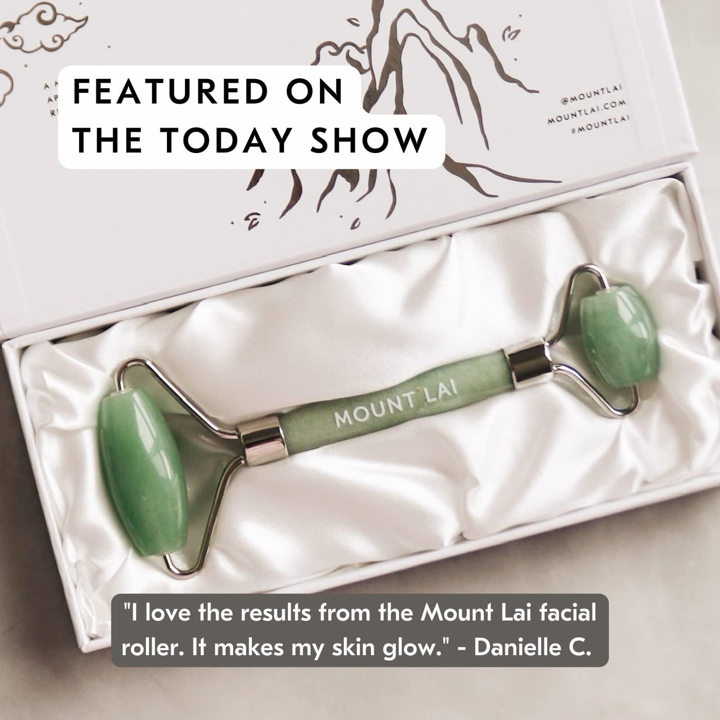 Mount Lai De-Puffing Jade Roller for Face, Best Massage Face Sculpting Tool for Women to De-Puff, Soothe, and Reveal Radiant Skin, Authentic Jade Facial Roller Skin Care