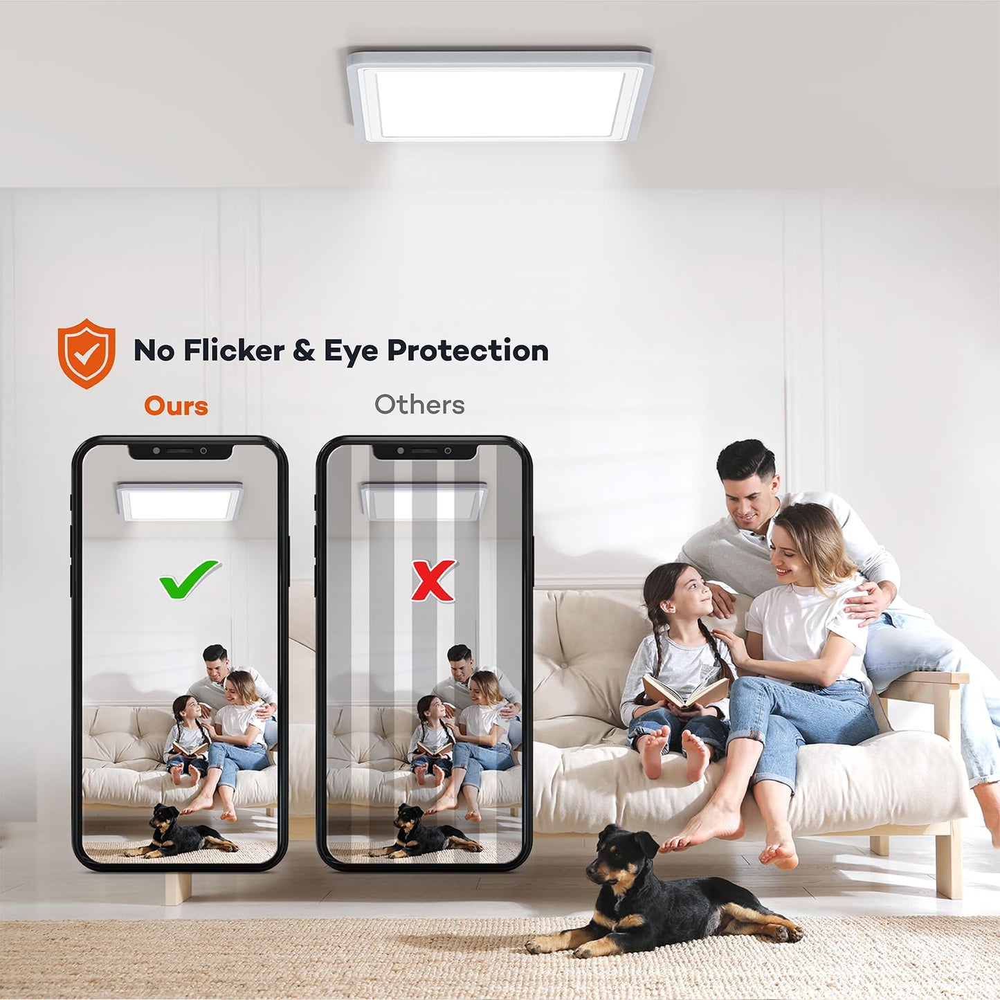 Annaror Smart LED Ceiling Light WiFi, 13in RGB Flush Mount Lighting Fixture with Remote, Compatible with Alexa Google Home, Low Profile Ceiling Light for Bedroom, Kitchen, Square White