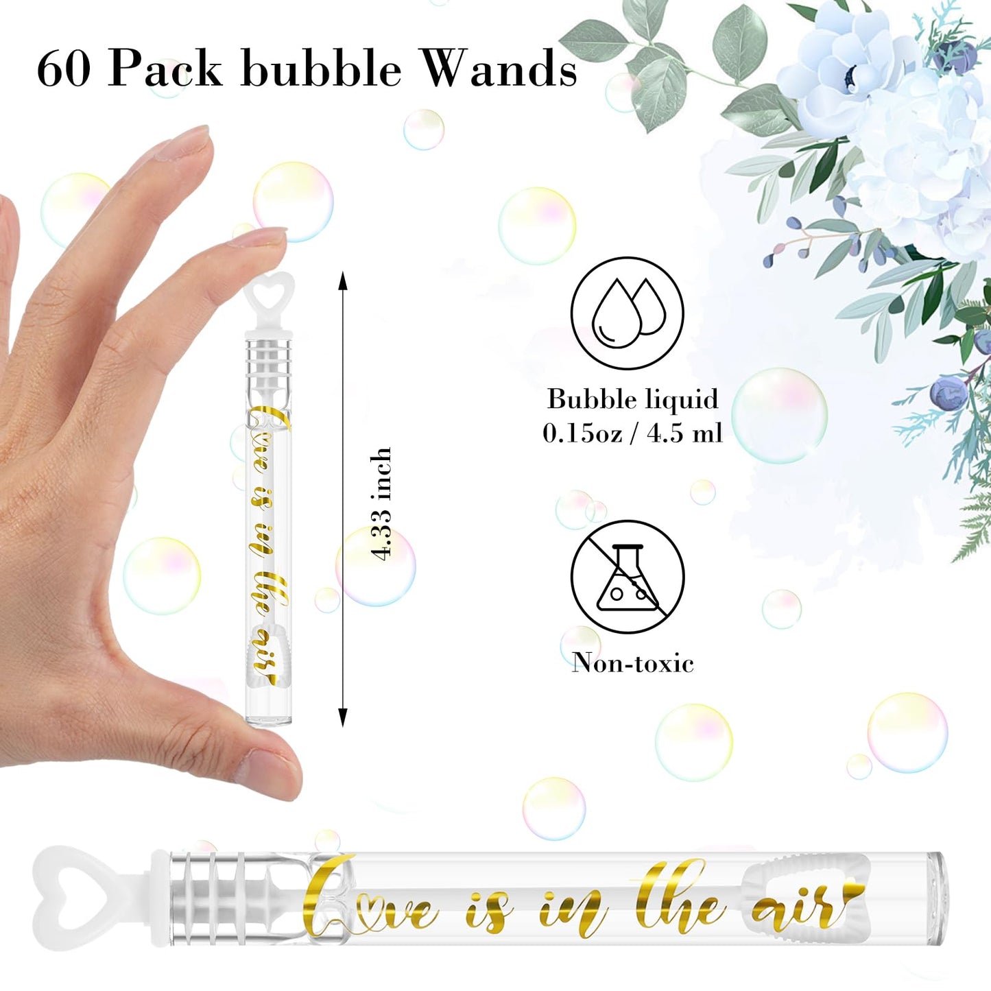 Hollowfly 120 Pcs Wedding Mini Bubble for Wedding Wands Bulk Heart Bubble Wand for Guests Send off Party Supplies for Valentine‘s Day, Anniversaries Celebration (Love)