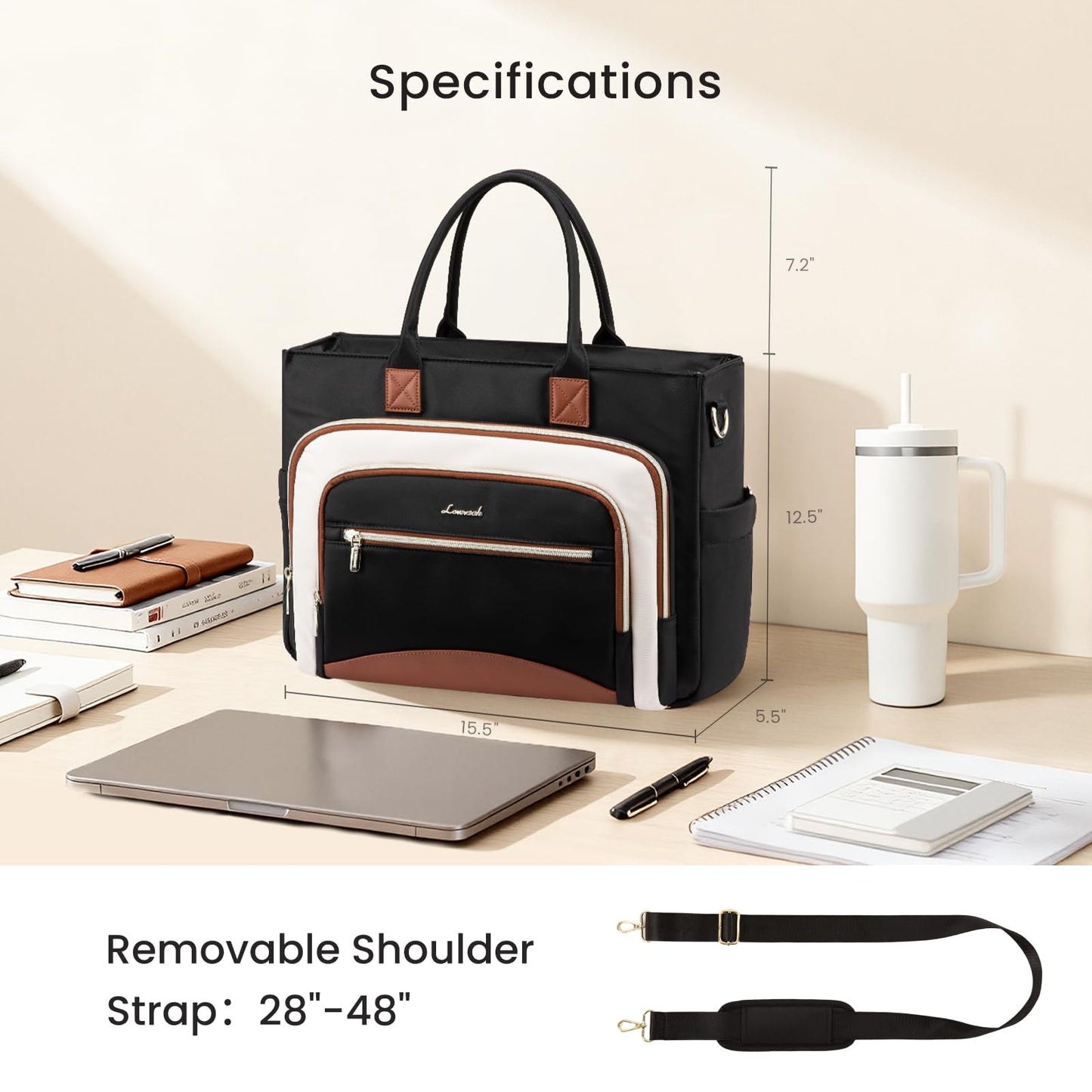 LOVEVOOK Teacher Tote Bag for Women,Laptop bag with Large Cup Holder,Work bag with Accordion File Organizer Pocket,Multi-Pockets Professional Nurse Bag,Handbag Purse for Work,College,Daily