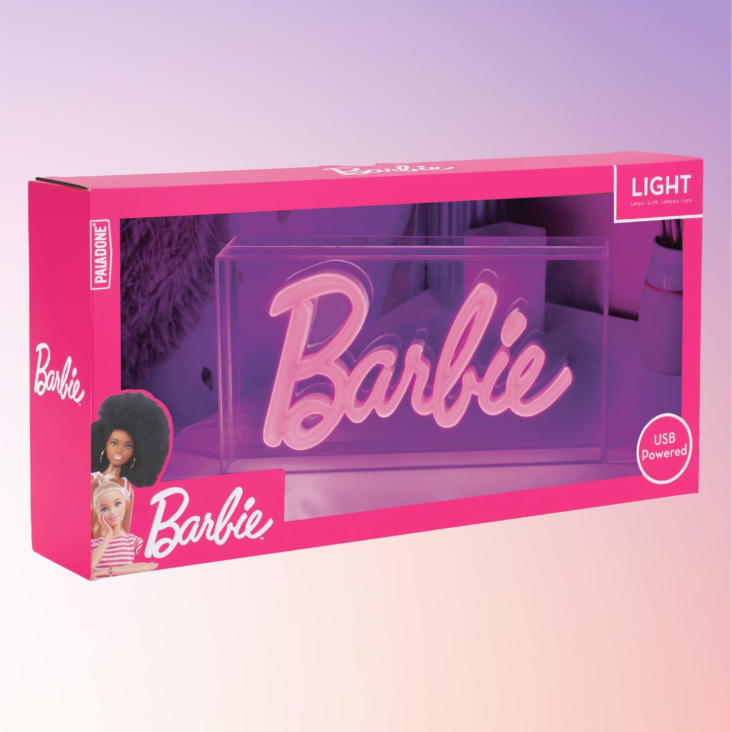 Paladone Barbie Logo LED Neon Pink Sign, Officially Licensed Barbie Merchandise and Room Decor