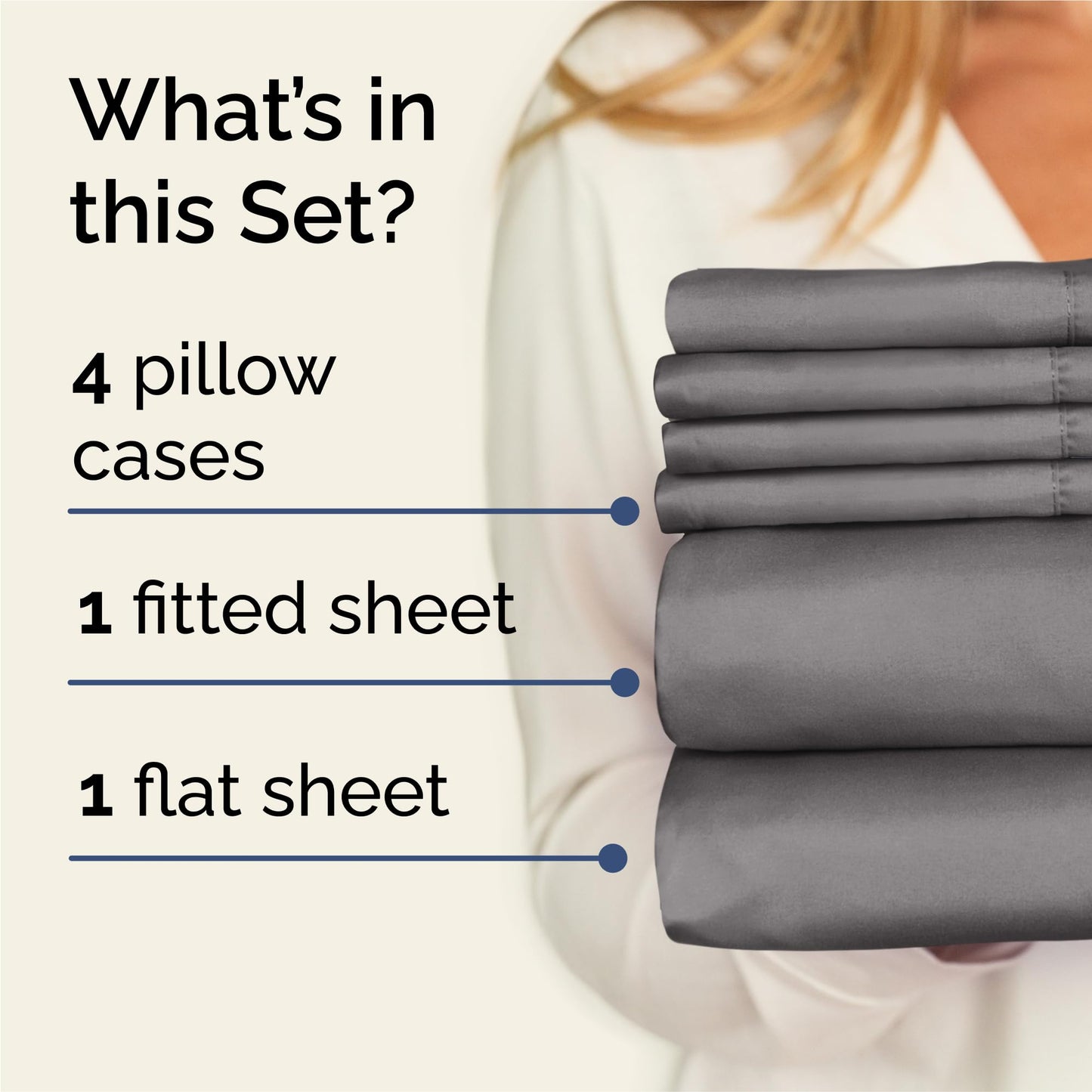 King 6 Piece Sheet Set - Cooling Sheets for Hot Sleepers - Hotel Luxury Bedding Set with 8-16 Inch Deep Pockets - 1 Flat & 1 Fitted & 4 Pillowcases - Ultra Soft, Easy Care & Wrinkle Free - Dark Grey