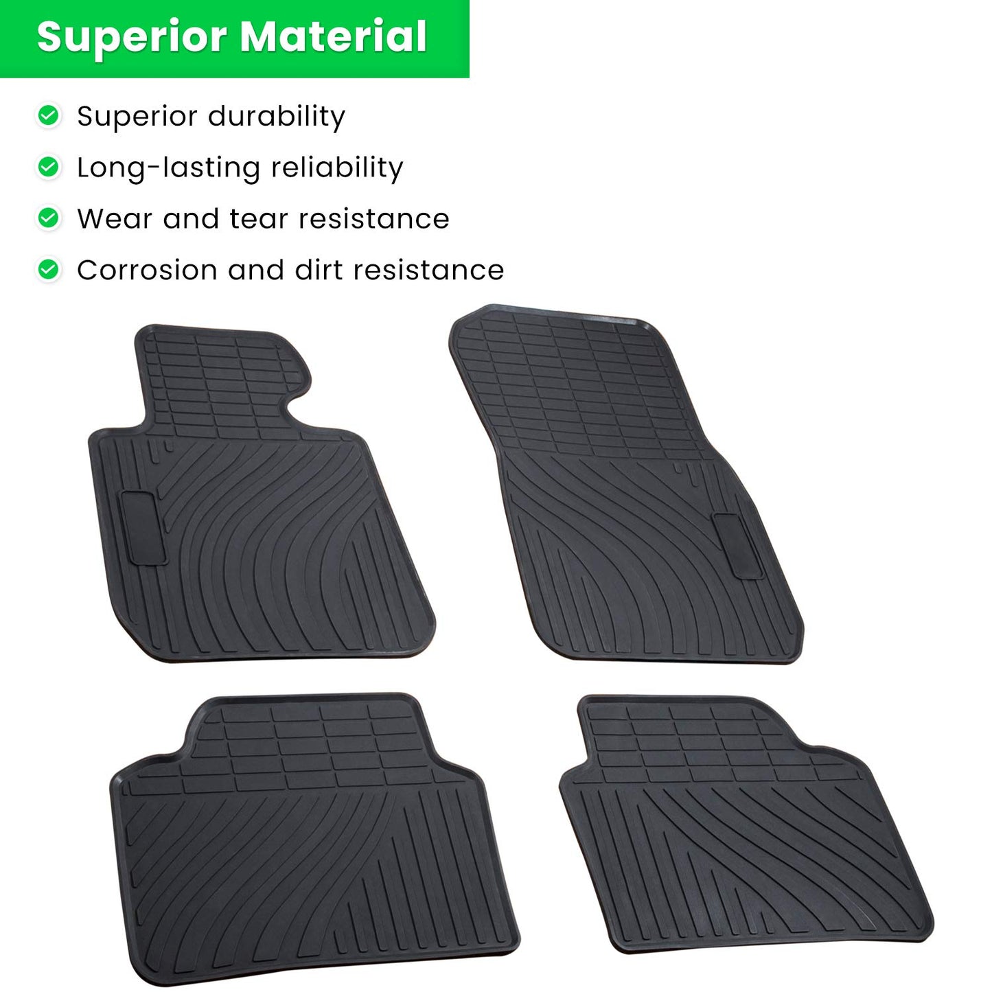Floor Mat for BMW 3/4 Series F30 F31 F32 F33 F36 320i 328i 335i 2012-2018 & 2015+ F80 M3 Heavy Duty Rubber Front+Rear Car Liner Carpet All Weather Custom Fit Waterproof Odorless (Black 4PCS)