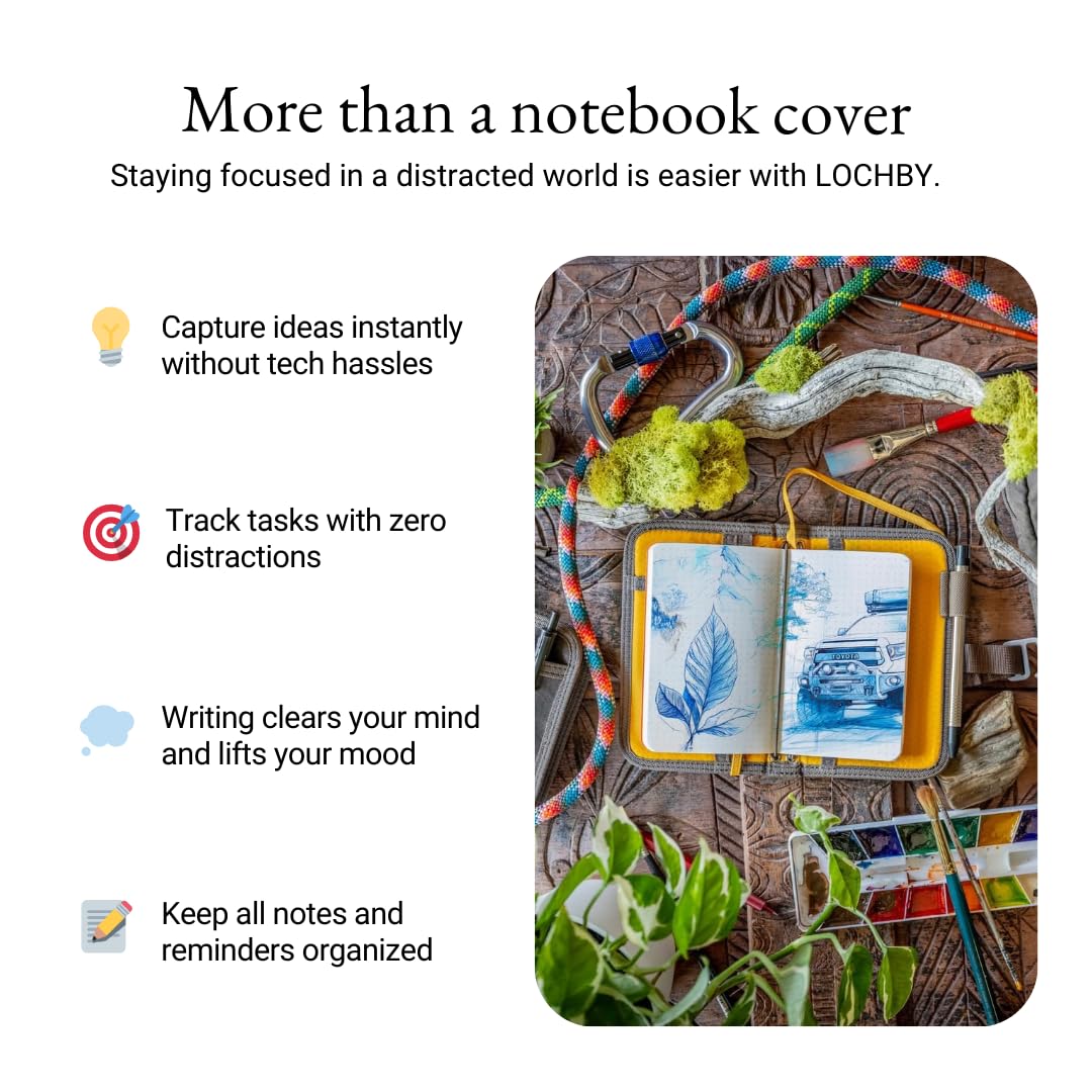 LOCHBY® Mini Field Journal | Water Resistant Waxed Canvas | Pen Loop | Included Tomoe River Notebook | Perfect for Travel, Art, Bullet Journal