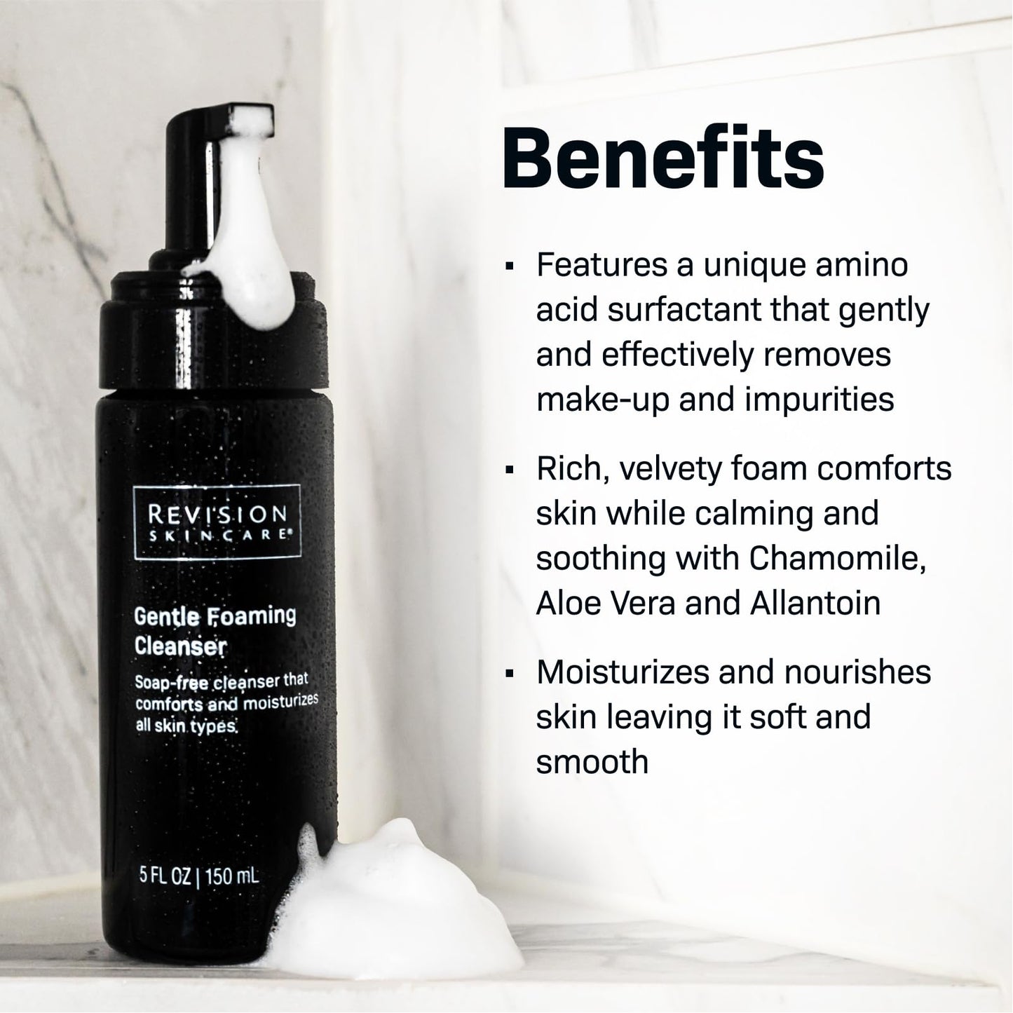 Revision Skincare Gentle Foaming Cleanser, Soap Free Facial Cleanser and Makeup Remover, Soothing and Moisturizing, 5 fl oz