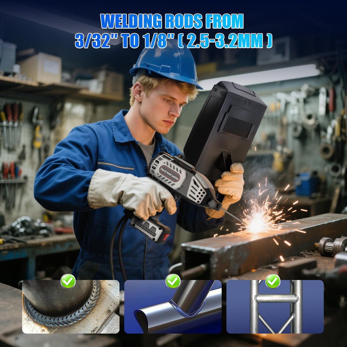 ALIESTFDNO Portable Electric Welding Machine, 110V ARC Handheld Welding Machine with IGBT Inverter 120Amp Variable Current Stepless Adjustment, Portable Welder Gun, Fits for 3/32″to 1/8″ Wire Rods