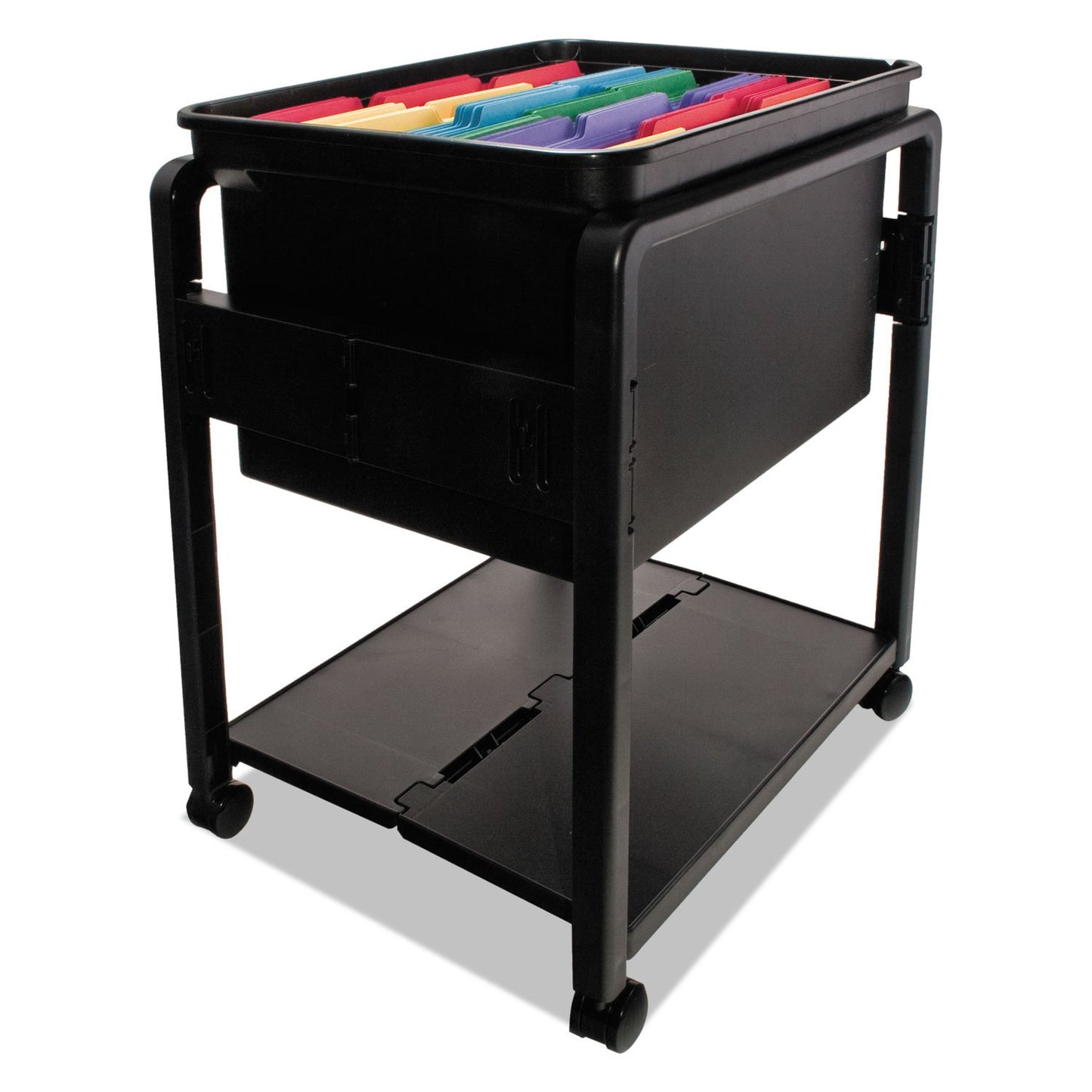 Advantus 55758 Folding Mobile File Cart, 14-1/2w x 18-1/2d x 21-3/4h, Clear/Black