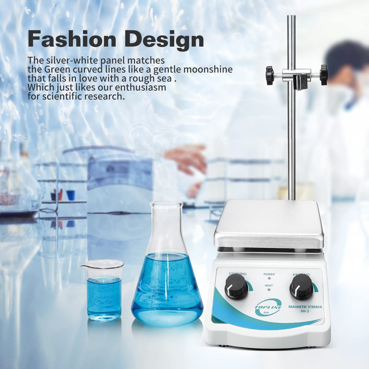 SH-2 Hot Plate Magnetic Stirrer Mixer Dual Control with 1 inch Stir Bar (New Style)