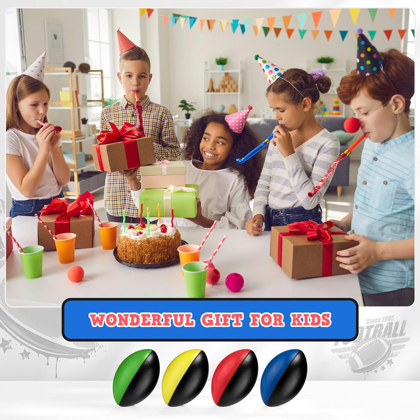 Jerify 12 Pcs Mini Footballs for Kids Spiral Foam Football Bulk 5 Inch Soft Small Waterproof Foam Ball Sports Birthday Toddler Football for Indoor and Outdoor Game