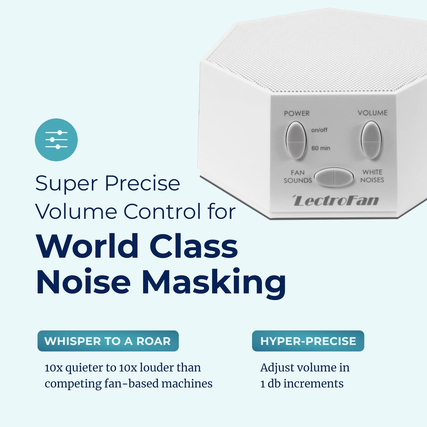Adaptive Sound Technologies LectroFan Classic White Noise Machine - Global Power Edition with Adaptors for US, UK & EU - 20 Non-Looping Fan & White Noise Variations - White