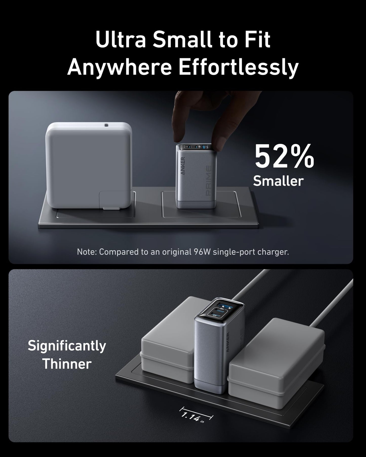 Anker Prime Charger, 100W 3-Port GaN USB C Charger Block, Foldable and Compact for MacBook, iPad, iPhone 17 Series, Galaxy S24/S23, and More