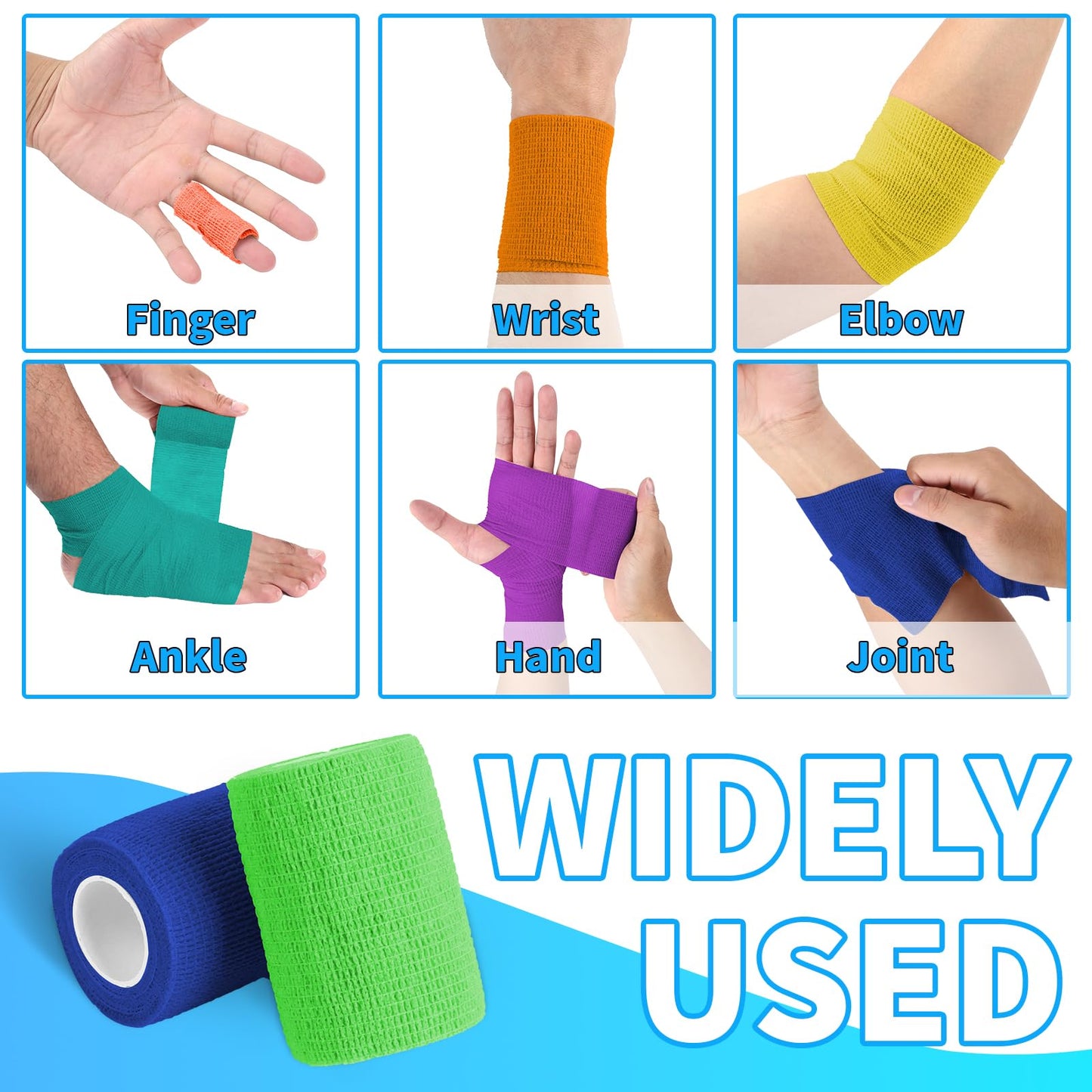 60 Pack Colorful Self Adhesive Bandage Wrap Bulk 3 Inch x 5 Yards Cohesive Bandage,Vet Wrap Breathable Elastic Self-Adherent Tape for Stretch Athletic Sports Wrist Ankle Dogs Pet Vet Wrap