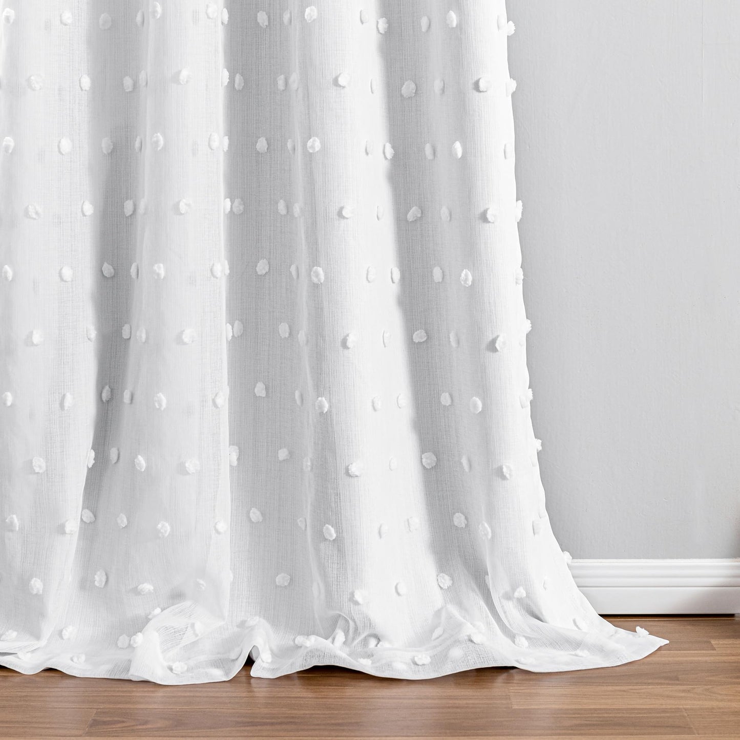 MYSKY HOME White Blackout Curtains for Bedroom 84 Inches Long 100% Light Blocking Drapes for Girls Kids Room Pom Pom Sheer Thermal Insulated Room Darkening Window Panels Back Tab Set of 2, 52W x 84L