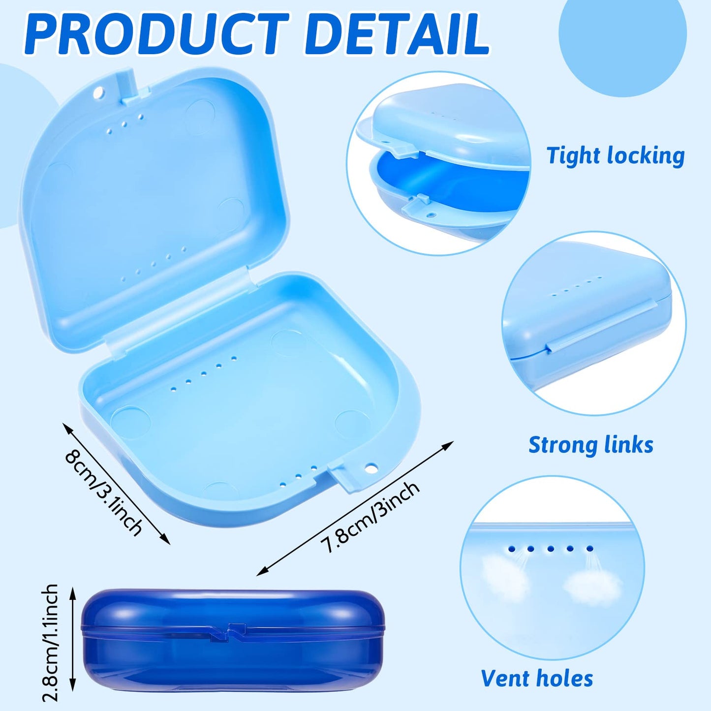 Sherr 120 Pcs Dental Retainer Case with Holes Denture Case 12 Colors Mouth Guard Case Muticolor Retainer Holder False Teeth Container Denture Holder Retainer Container Case for Travel Office Home