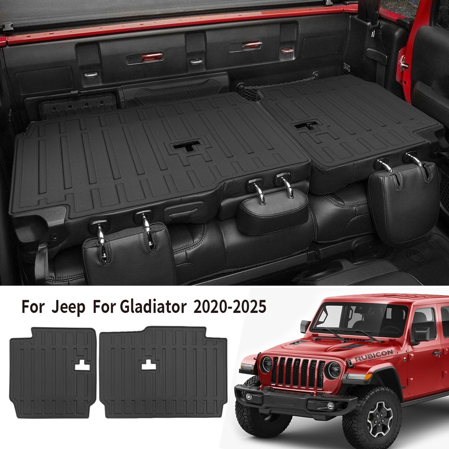 for 2020-2025 2026 Jeep Gladiator JT Rear Seat Backrest Mats All Weather TPE Protection Mat for Jeep Gladiator JT Accessories (Backrest Mats)