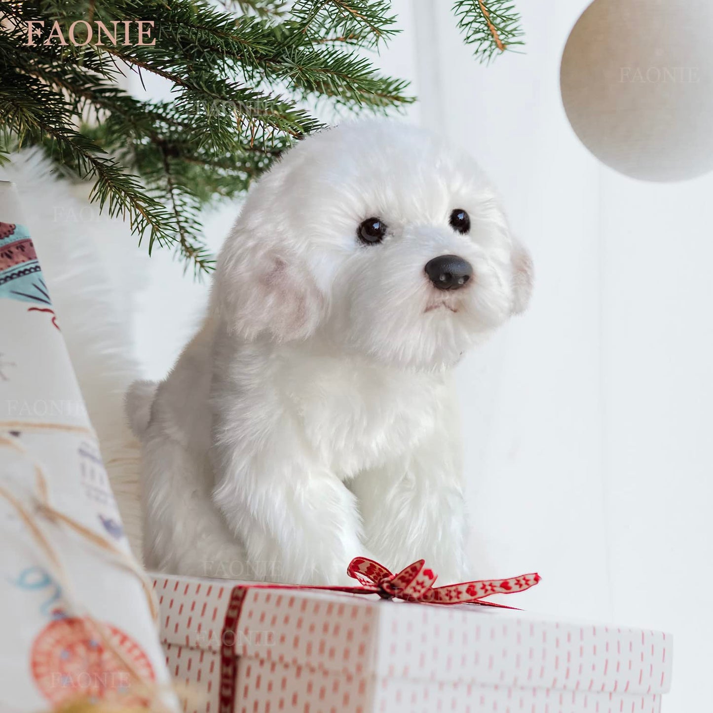 14 Inch Maltese Stuffed Animal, Realistic Dog Plush, Lifelike Stuffed Animal,Companion Pet, Fluffy Stuffed Puppy Dog Toys for Gift