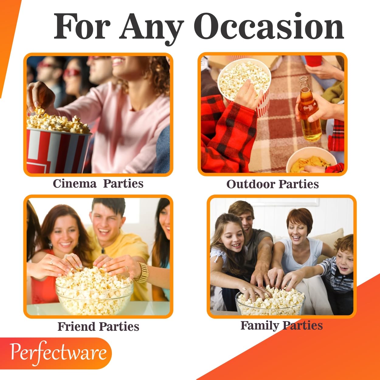 Perfectware Movie Theater Style Popcorn Portion Packs, 10.6 Ounce, 12 Count