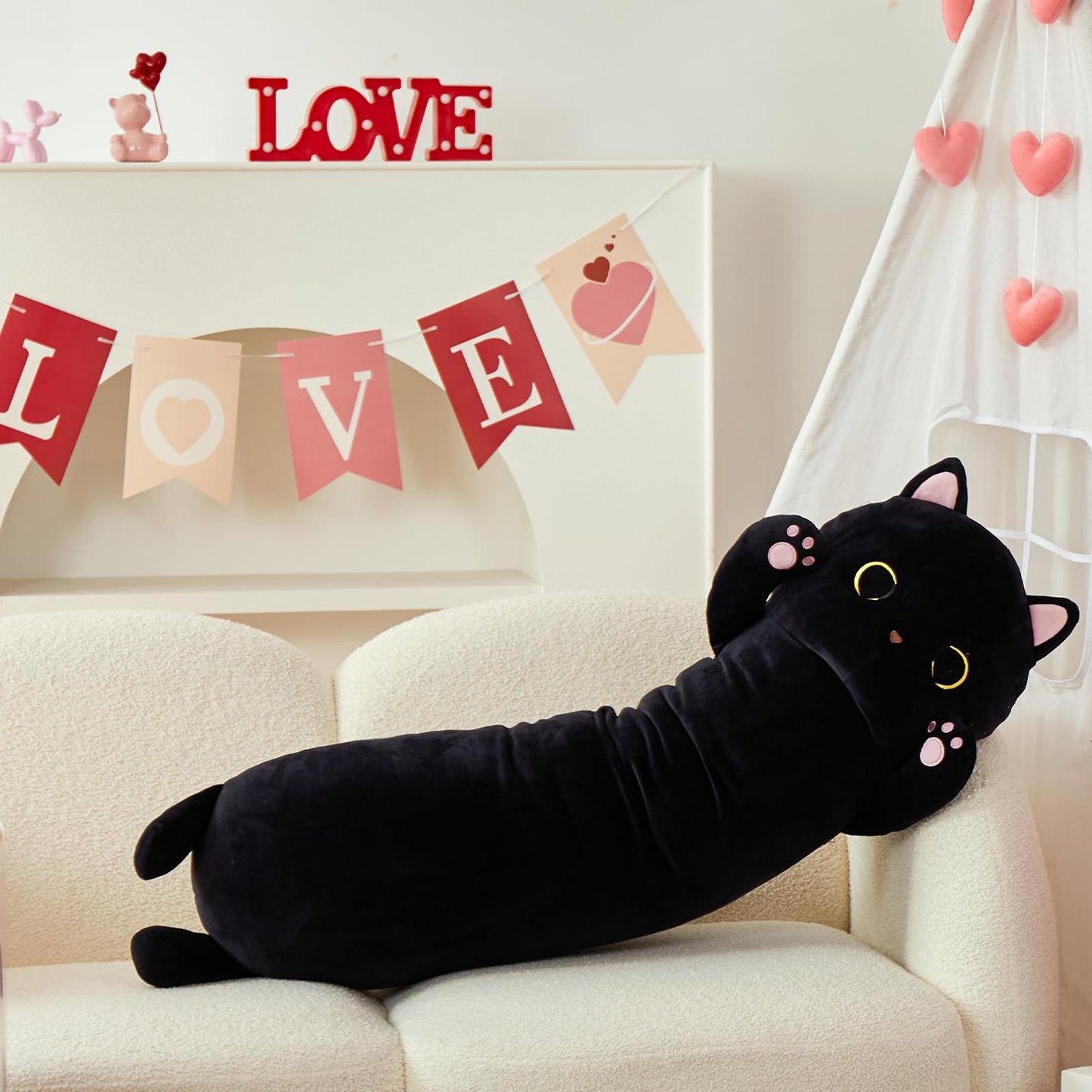 MaoGoLan Long Cat Pillow for Kids, 44'' Big Cat Stuffed Animal for Adults, Long Cat Body Pillow for Girl,Large Kitten Plush Throw Pillow Doll Big Plush Toys