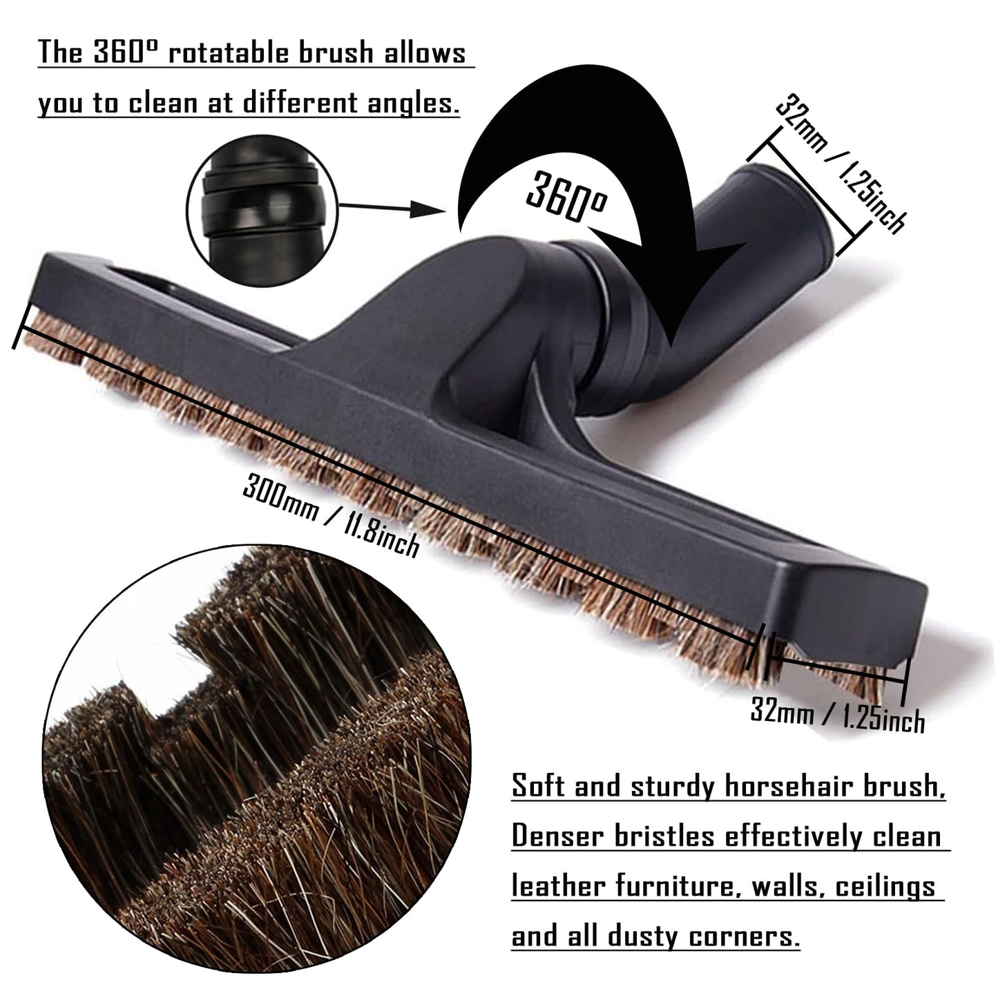 14Pcs Universal Vacuum Attachment Professional Shop Vac Accessories Wet Dry Vacuum Hose Adapter with Hair Brush Extension Wand Flexible Crevice Tool fit 2 1/2" to 1 1/4" and 1 7/8" to 1" Vacuum Hose
