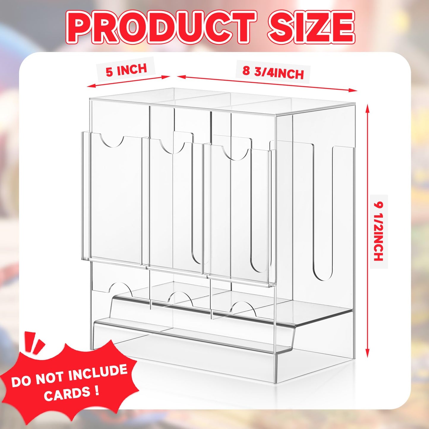 Colingmill 1 Pcs Acrylic Booster Pack Dispenser, Card Dispenser Storage and Organizer, for Trading Card, Booster Packs, Sports & More (3 Slots)