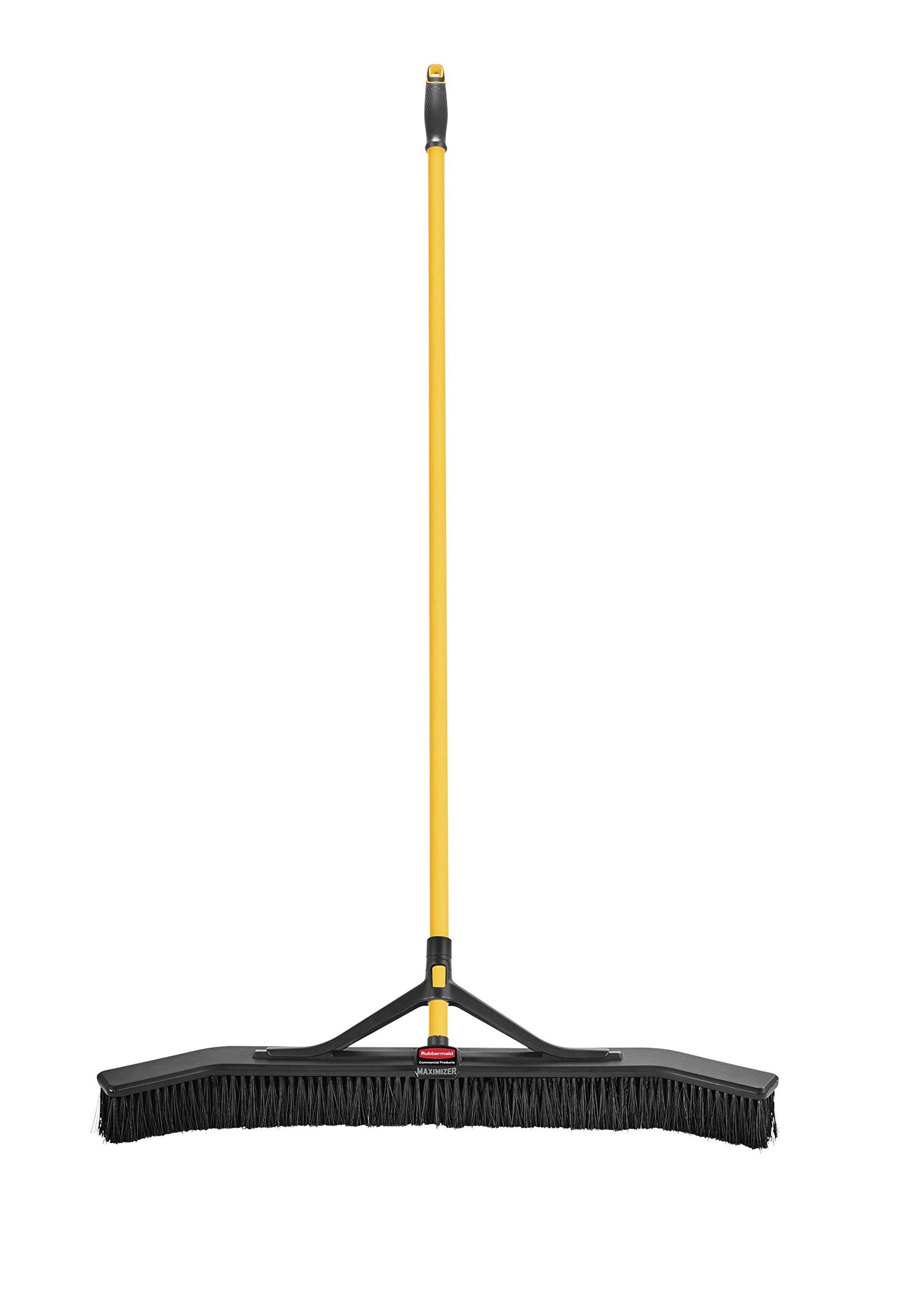 Rubbermaid Commercial Products Maximizer 36" Push to Center Push Broom Polypropylene Fill Black Angled Sides Medium Bristles for Indoor/Outdoor Multi-Surface Use