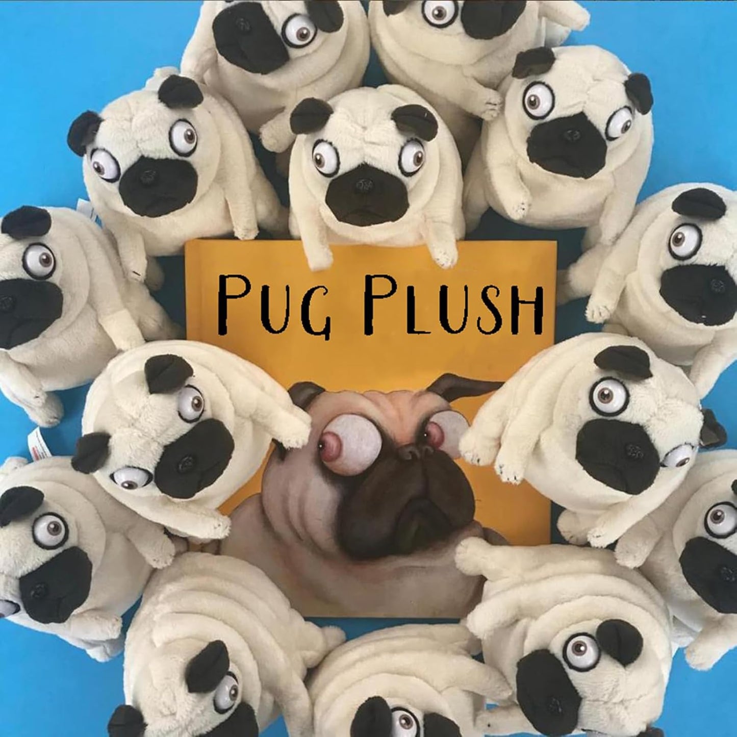 Pug Plush Toy 16" Hilarious Stuffed Animal Funny Ugly Cute Pug Weirdo Stuffed Animal Pug Plushies for Kids Boys Adults Valentines Birthdays Gift
