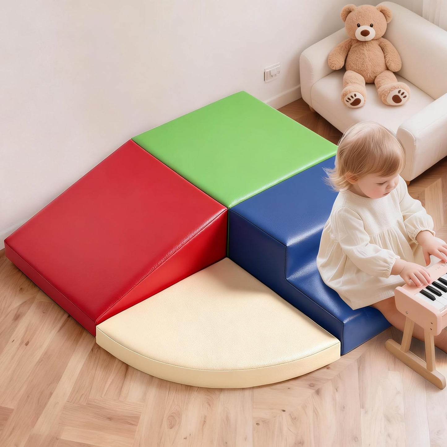 Sumbababy - Soft Climbing Blocks for Toddlers - Waterproof PU Leather Set, 4 Indoor Climbers Toys for Kids, Outdoor Play Equipment, Gift