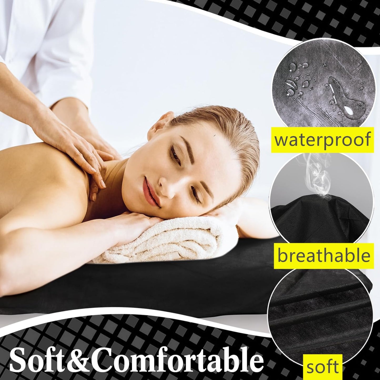 20 Pieces Tattoo Bed Covers Disposable Drape Sheets Black 40 x 90 inches Thick Massage Table Cover Waterproof for Tattoo Chair Cleaning Supplies, Medical, Soft Non Woven Fabric and Ink-proof Poly