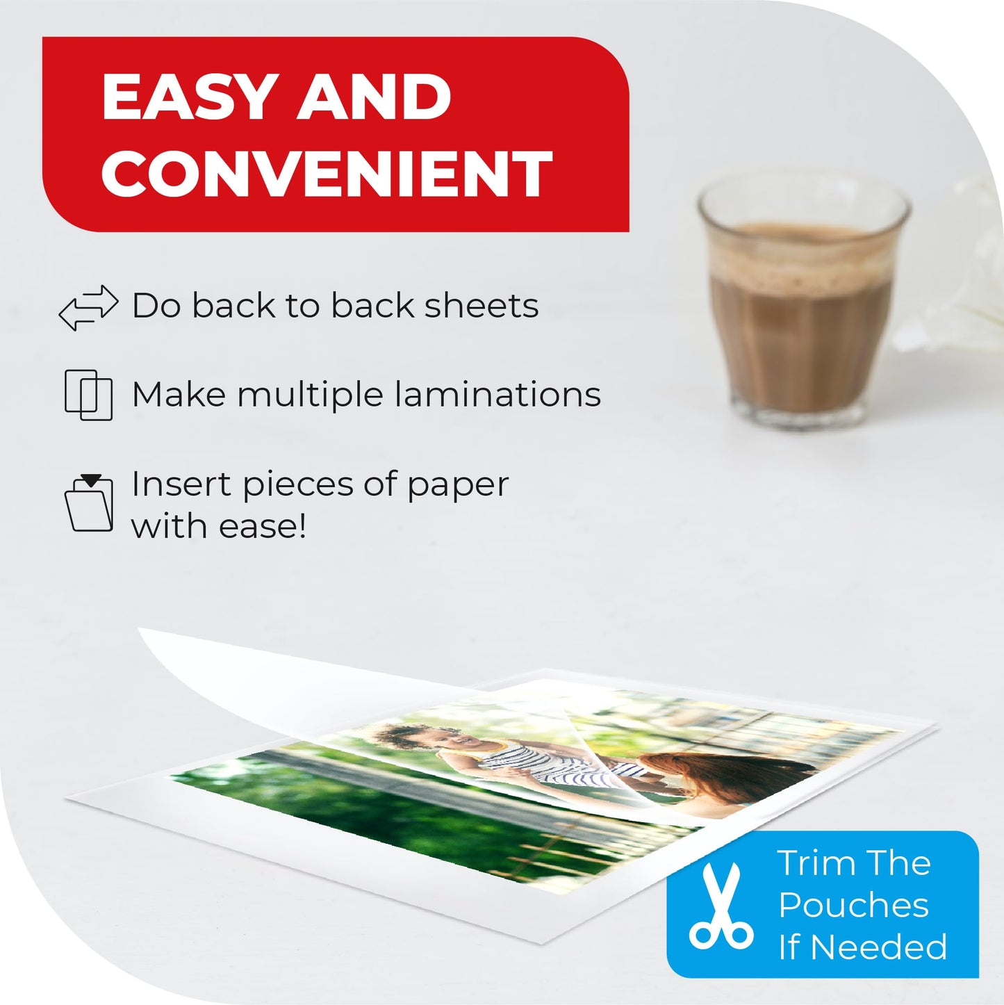 5MIL Thermal Laminating Pouches (150 Count) | Letter, Photo, Card, Notecard, ID Badge and Business Card Sizes | Dry-Erase Friendly Sheets, Compatible with Laminators | Crystal Clear Laminated Finish